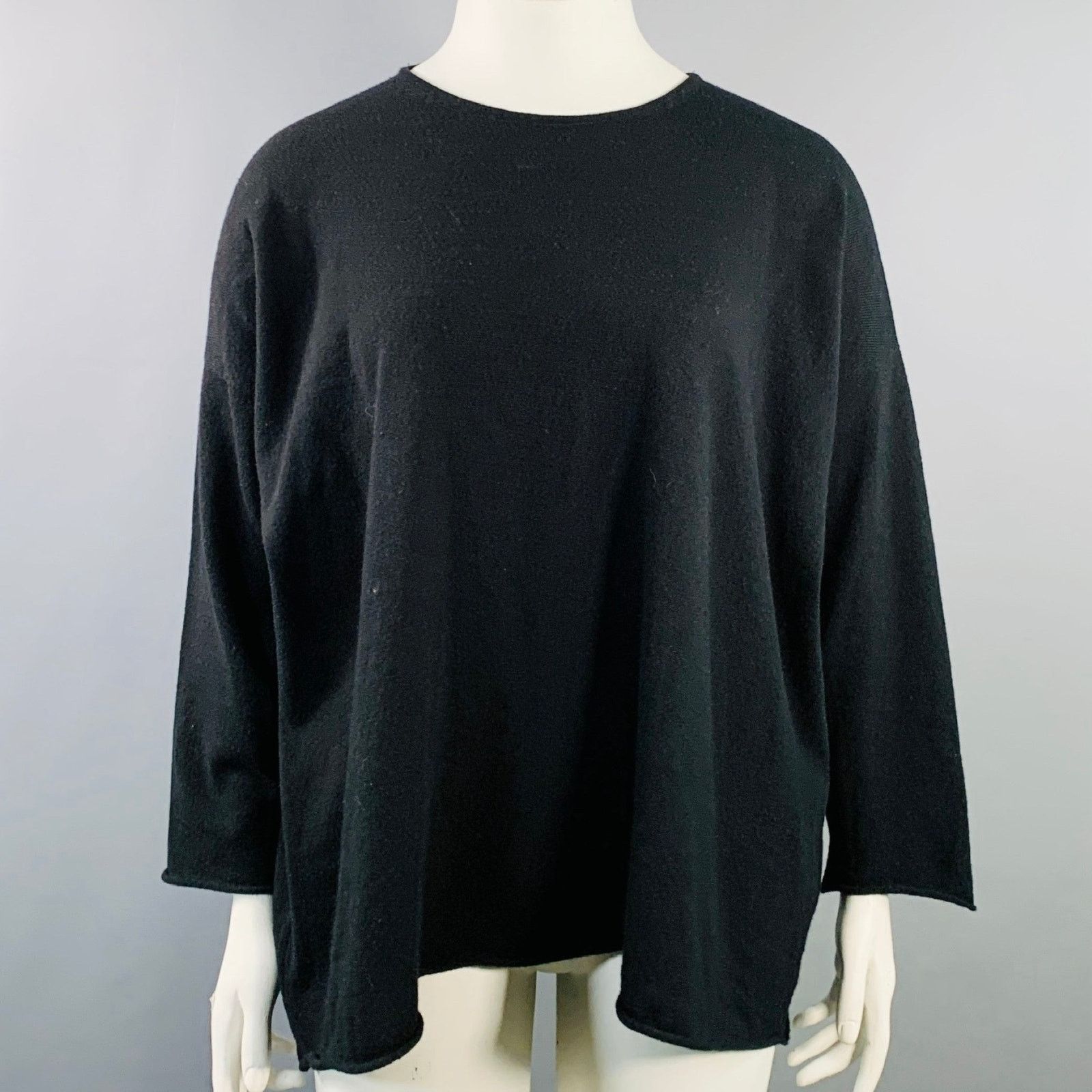 eskandar ESKANDAR Black Cashmere Drop Shoulder Oversized Pullover Size XS / US 0-2 / IT 36-38 - 1 Thumbnail