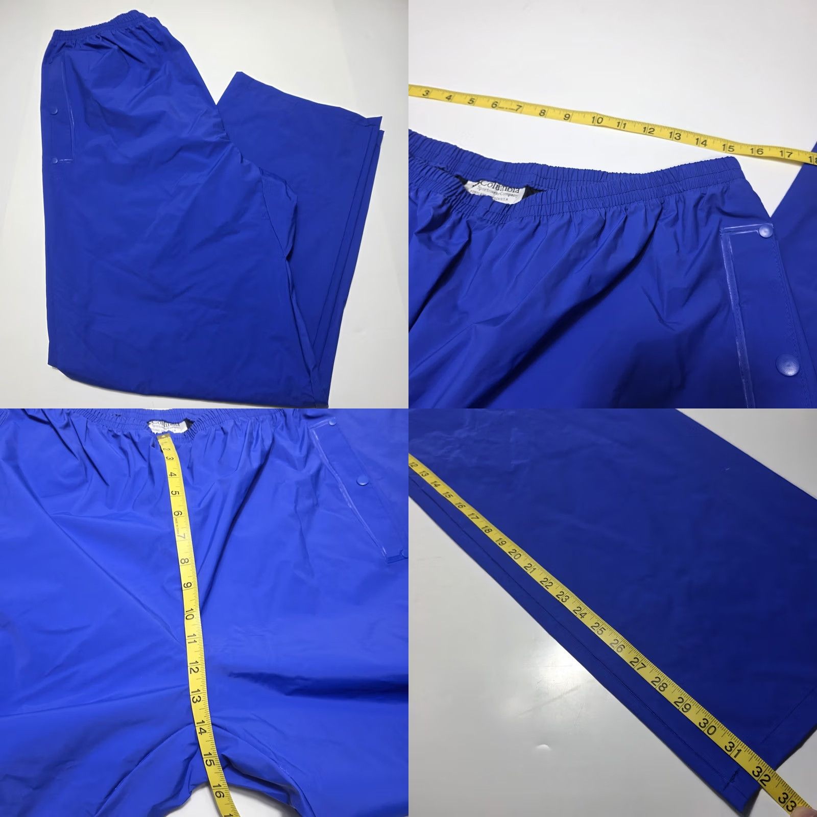 Rains VINTAGE Columbia Rain Pants Men XL Blue PVC Waterproof 90s Activewear Pants Mens Size US 36 / EU 52 - 8 Thumbnail