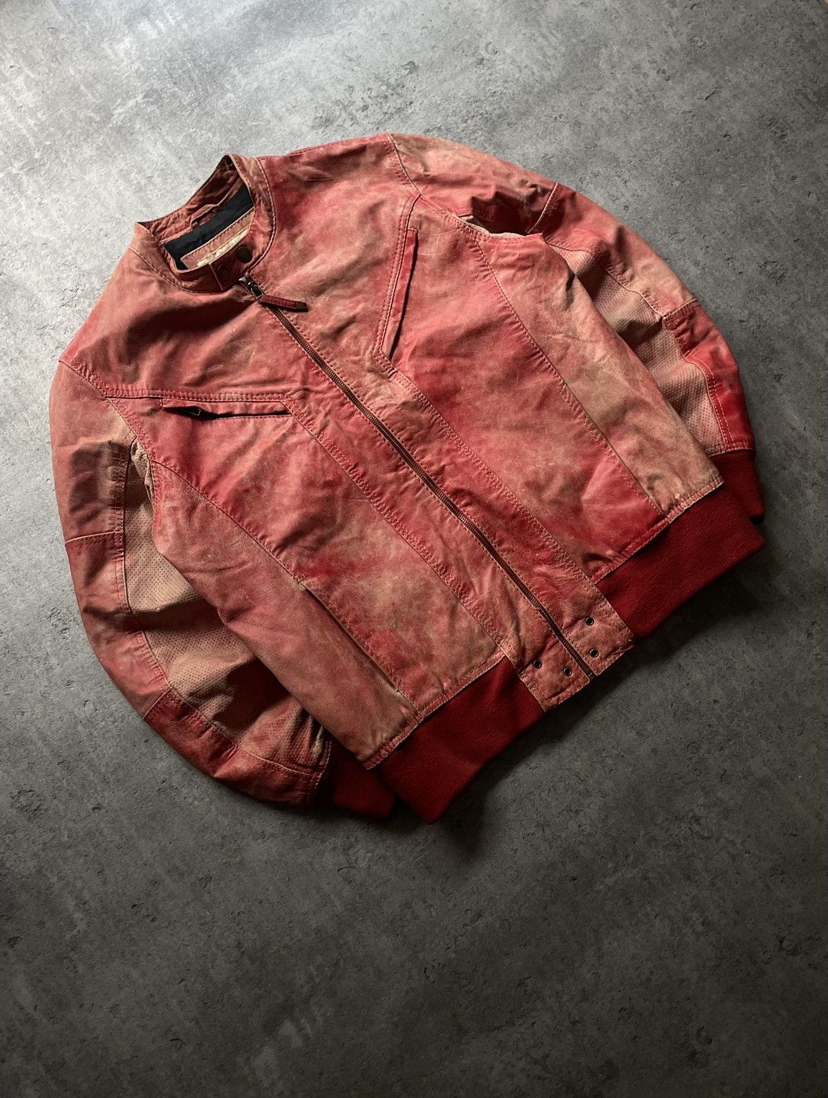 Other Vintage 90s Faded Racing Leather Washed Jacket Size US M / EU 48-50 / 2 - 2 Thumbnail