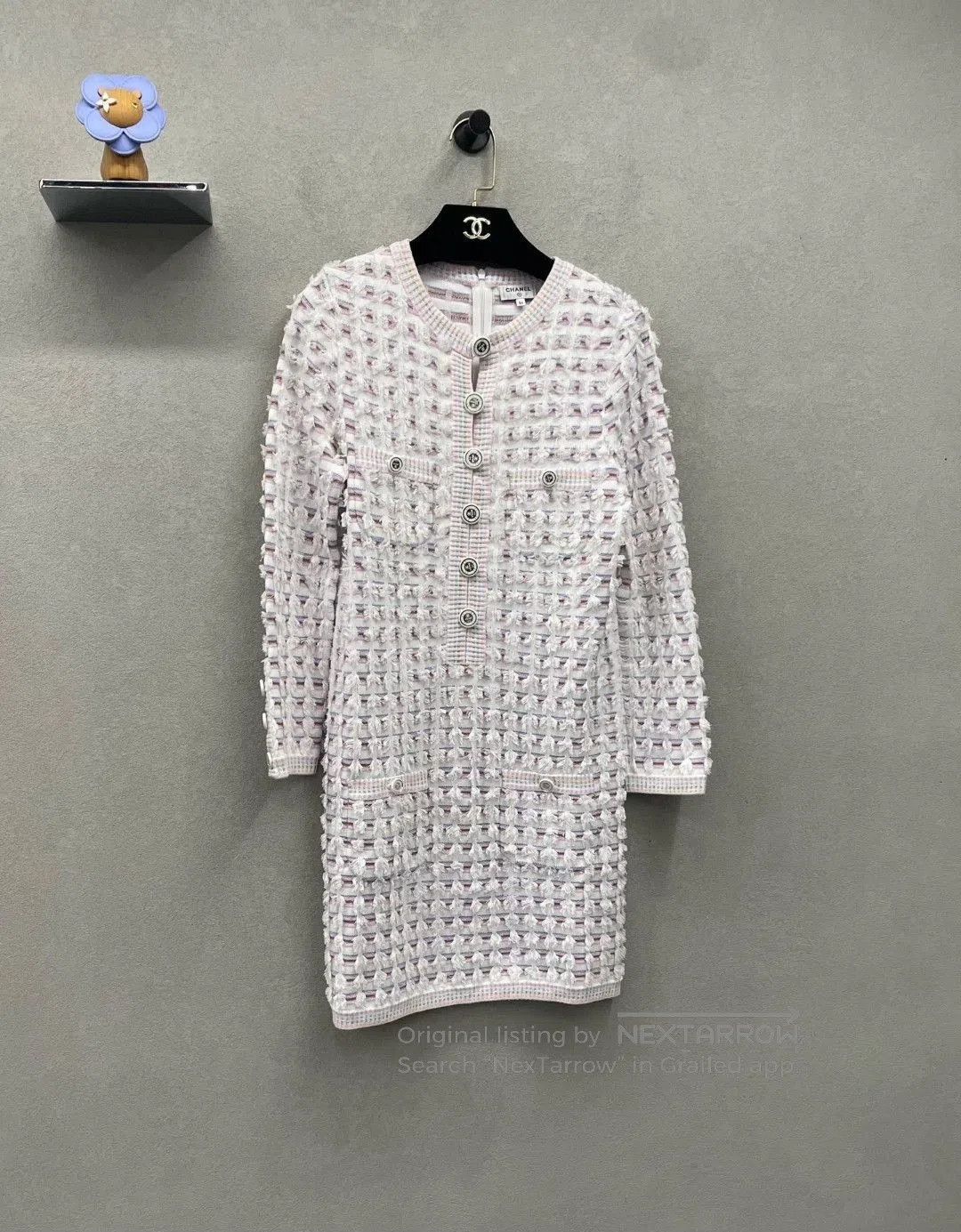 Chanel Chanel Pink White Tweed Dress. Size XXS / US 00 / IT 34 - 3 Thumbnail