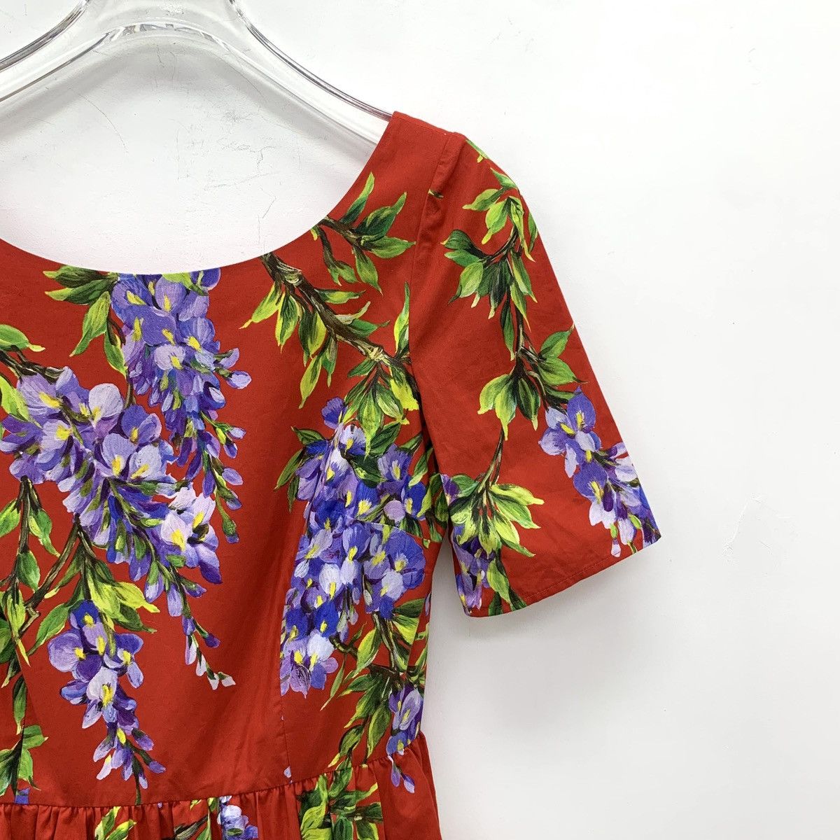 Dolce & Gabbana Dolce & Gabbana Red Floral Printed Short Sleeve Dress K26WX Size M / US 6-8 / IT 42-44 - 3 Thumbnail