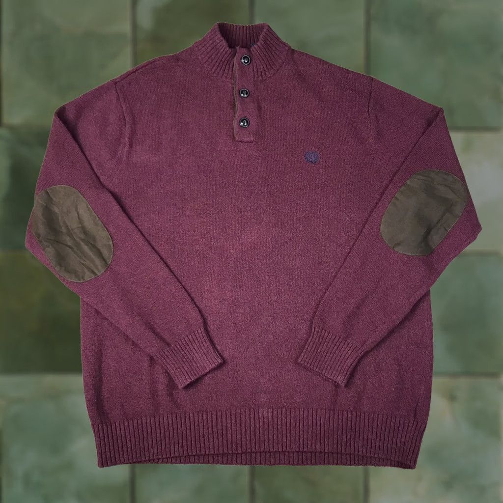 Chaps Chaps Mens Pullover Sweater XL Burgundy Embroidered Logo Elbow Patches Knit Henley Long Sleeve Shirt Style Size US XL / EU 56 / 4 - 1 Thumbnail
