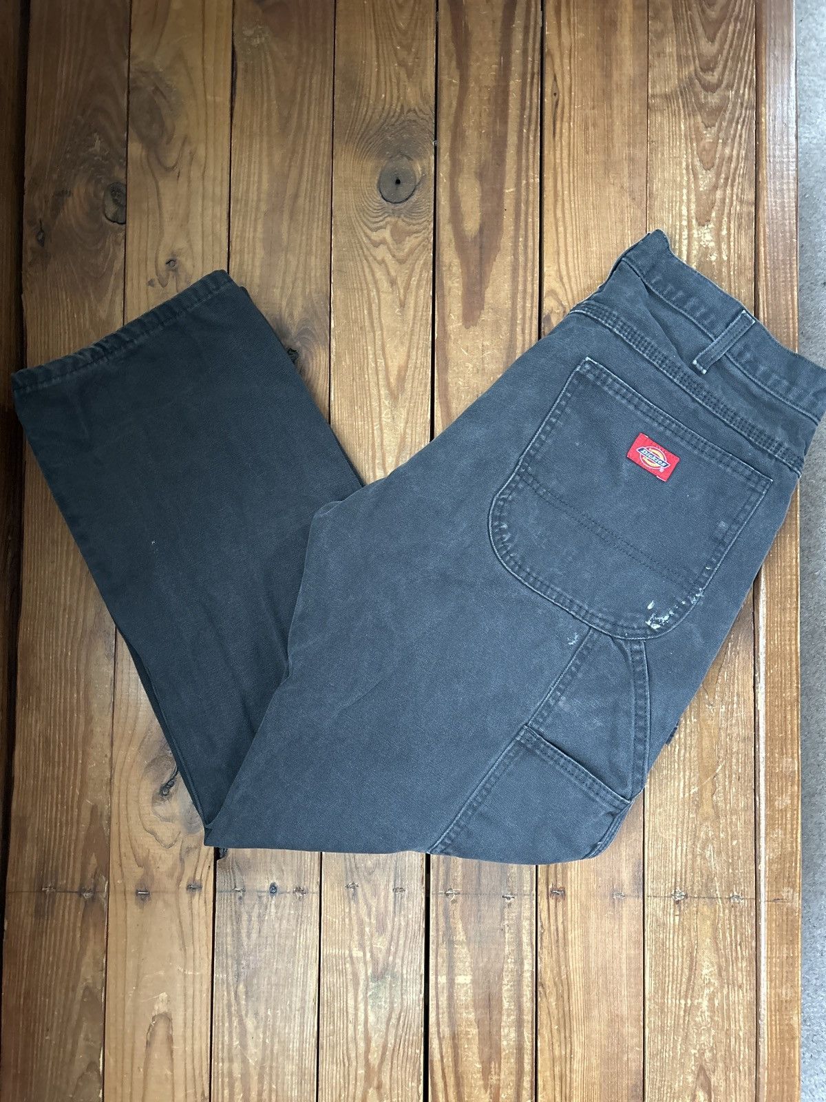 Dickies × Vintage Vintage 90s Y2K Dickies Painted Black Carpenter Pants Size US 32 / EU 48 - 1 Thumbnail