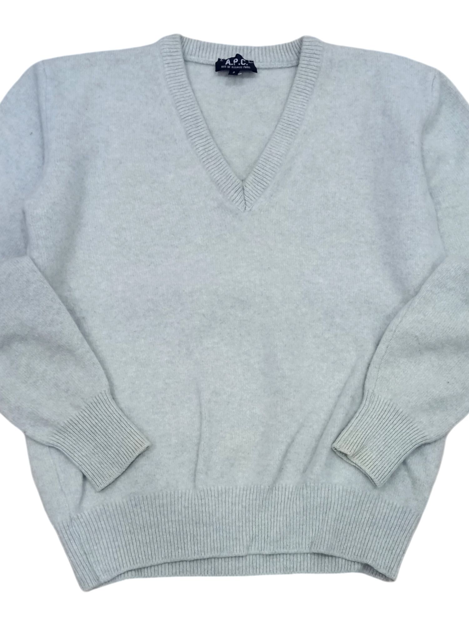 A.P.C. × Designer A.P.C. Made in Italy Wool V-Neck Sweater Size L / US 10 / IT 46 - 3 Thumbnail