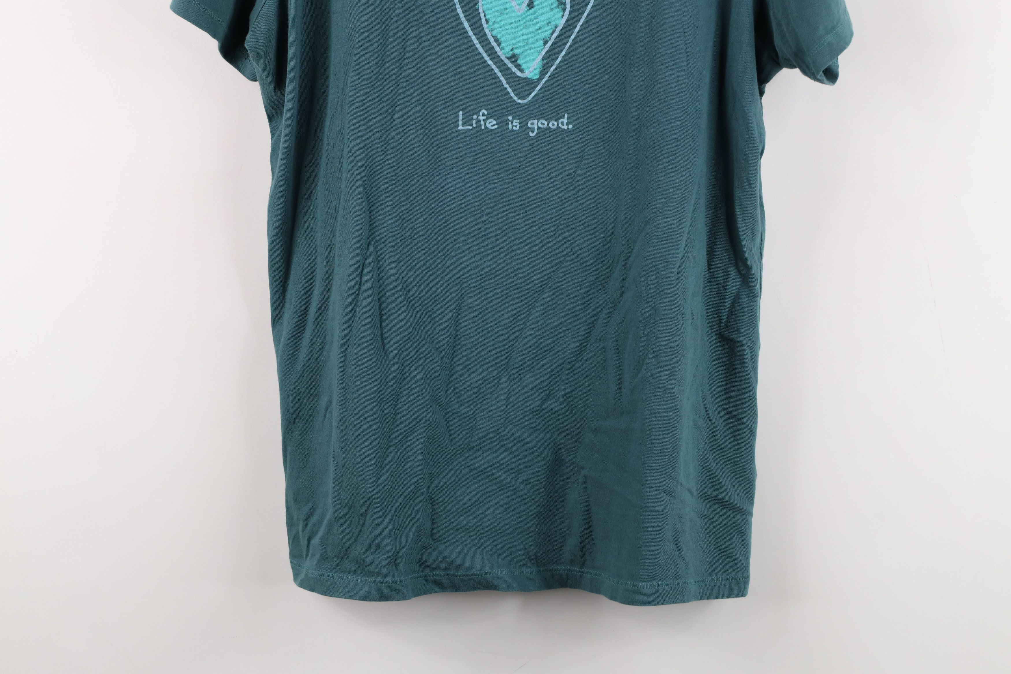 Life is Good Life Is Good Spell Out Heart Short Sleeve T-Shirt Teal Green Size M / US 6-8 / IT 42-44 - 3 Thumbnail
