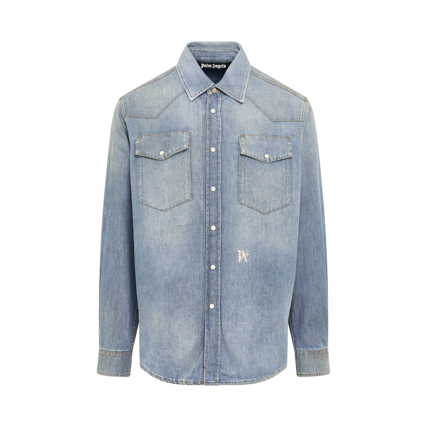 Palm Angels o1mris0824 Denim Shirt in Light Blue Size US M / EU 48-50 / 2 - 1 Thumbnail
