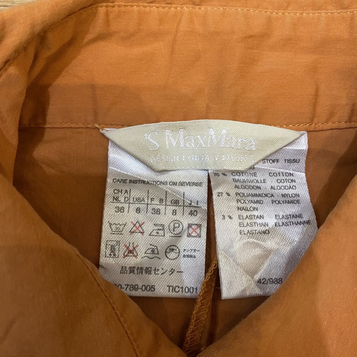 Max Mara S Max Mara Lycra luxury Style Orange Snap Button Up Bluses Size S / US 4 / IT 40 - 6 Thumbnail