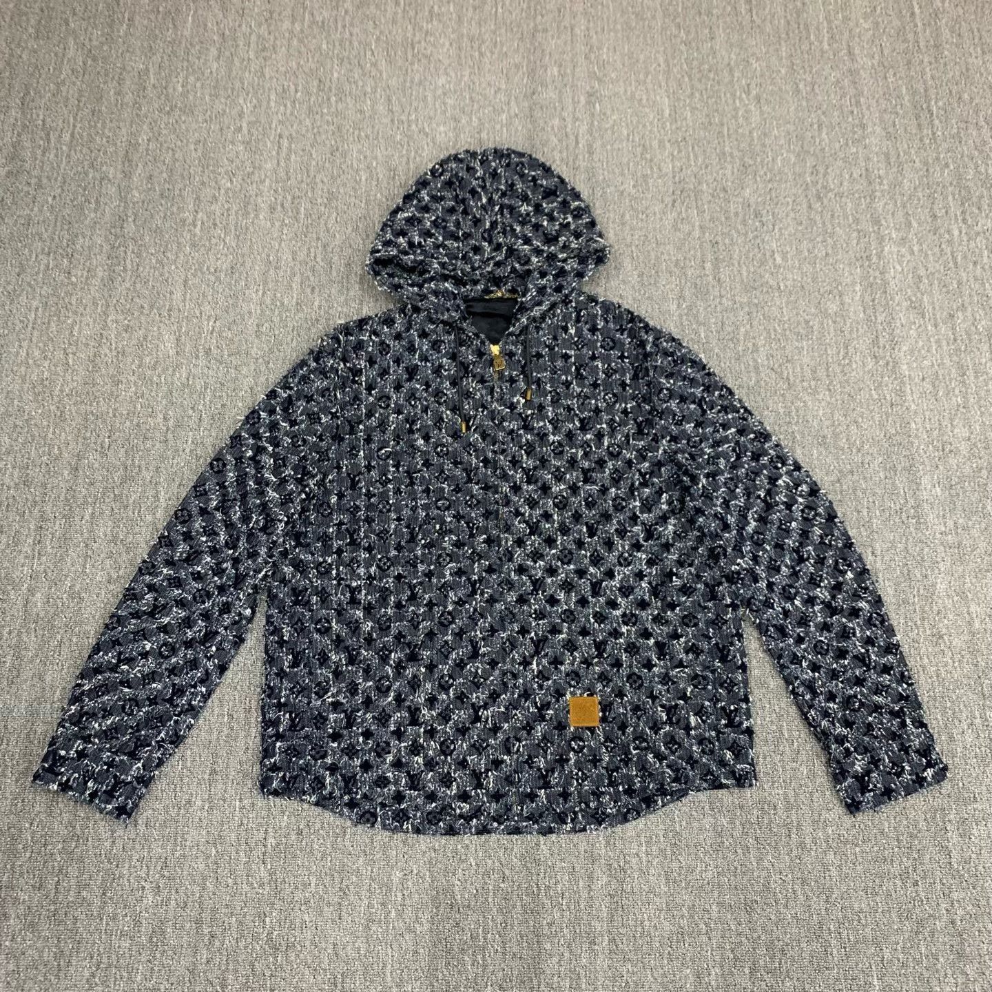 Louis Vuitton LV Blue Flocked Monogram Print Coat Size US M / EU 48-50 / 2 - 1 Thumbnail