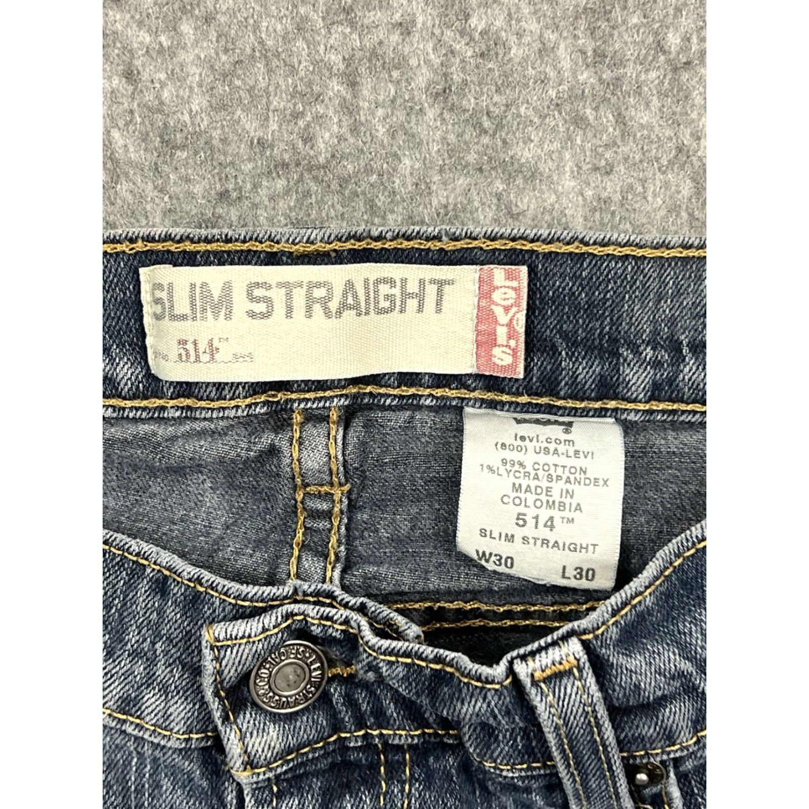 Levi's Levi's 514 Jeans Mens Slim Straight Leg Dark Wash 30x30 Denim Cotton Blend 5-Pocket Regular Fit United States USA Baseball Vintage: No Size US 30 / EU 46 - 7 Thumbnail