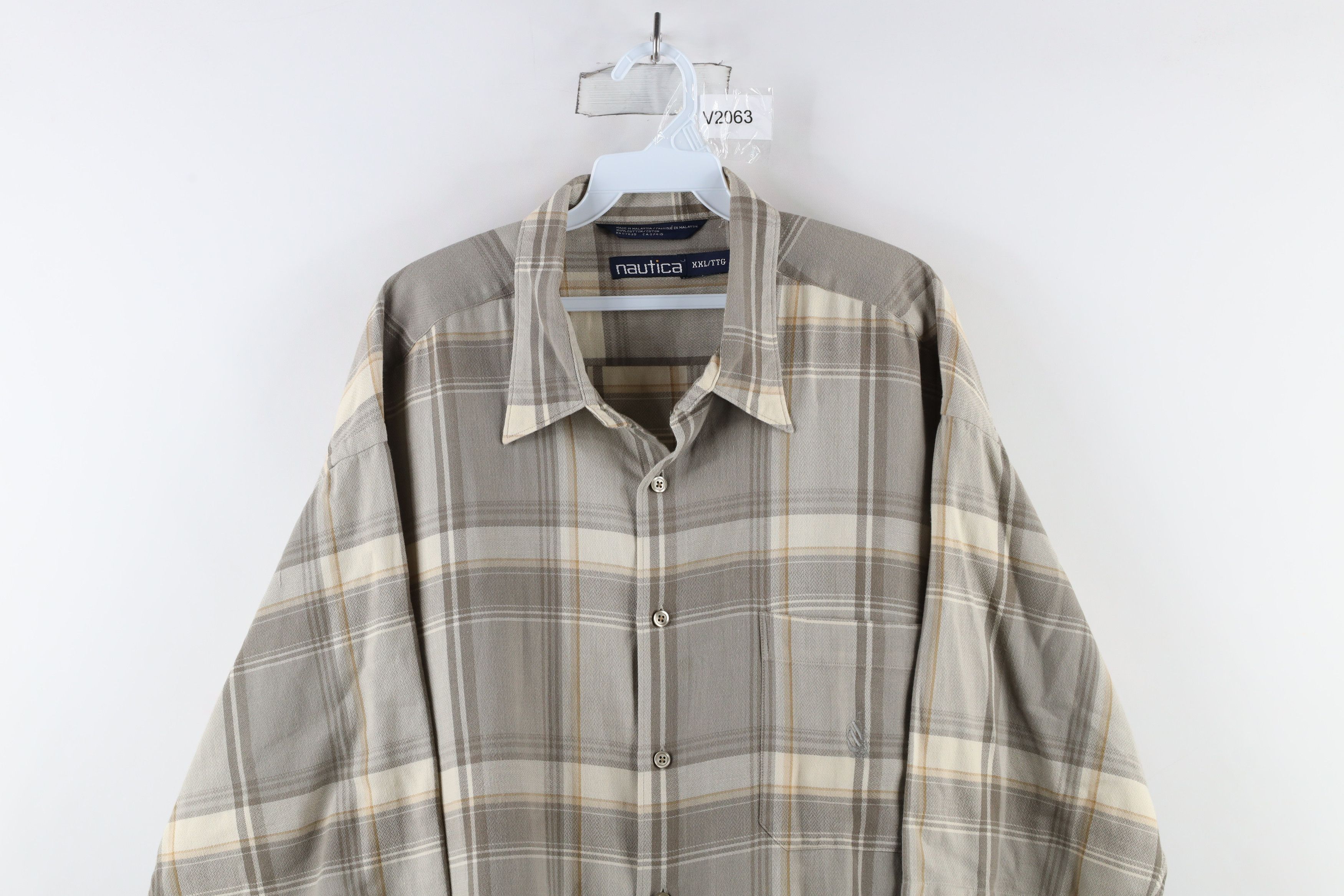 Nautica × Vintage Vintage 90s Nautica Fit Knit Short Sleeve Button Shirt Plaid Size US XXL / EU 58 / 5 - 2 Thumbnail