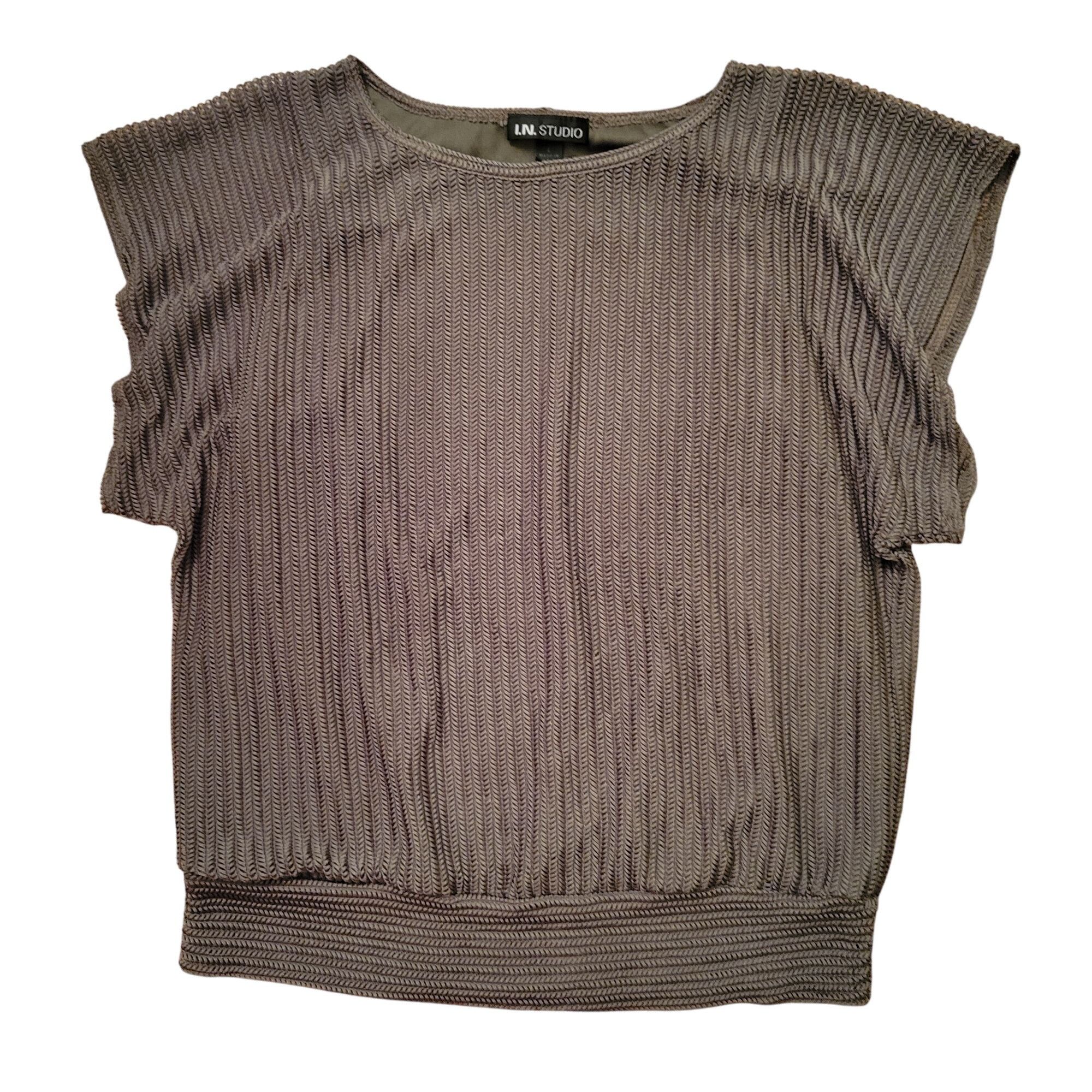 Other IN Studio Textured Top L USA Cap Sleeve Fall Autumn Green Size L / US 10 / IT 46 - 2 Thumbnail