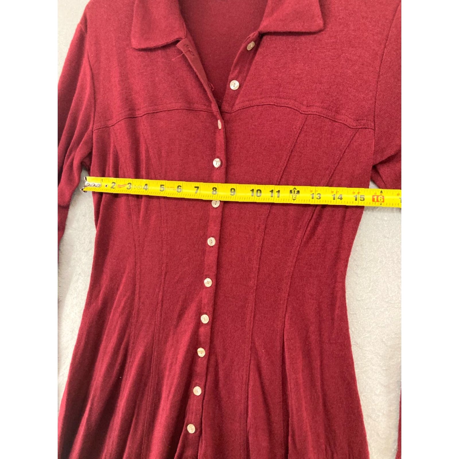 Vintage VINTAGE Karen Alexander Womens Dress Maxi Long Red Button Up USA MADE Size M / US 6-8 / IT 42-44 - 2 Thumbnail