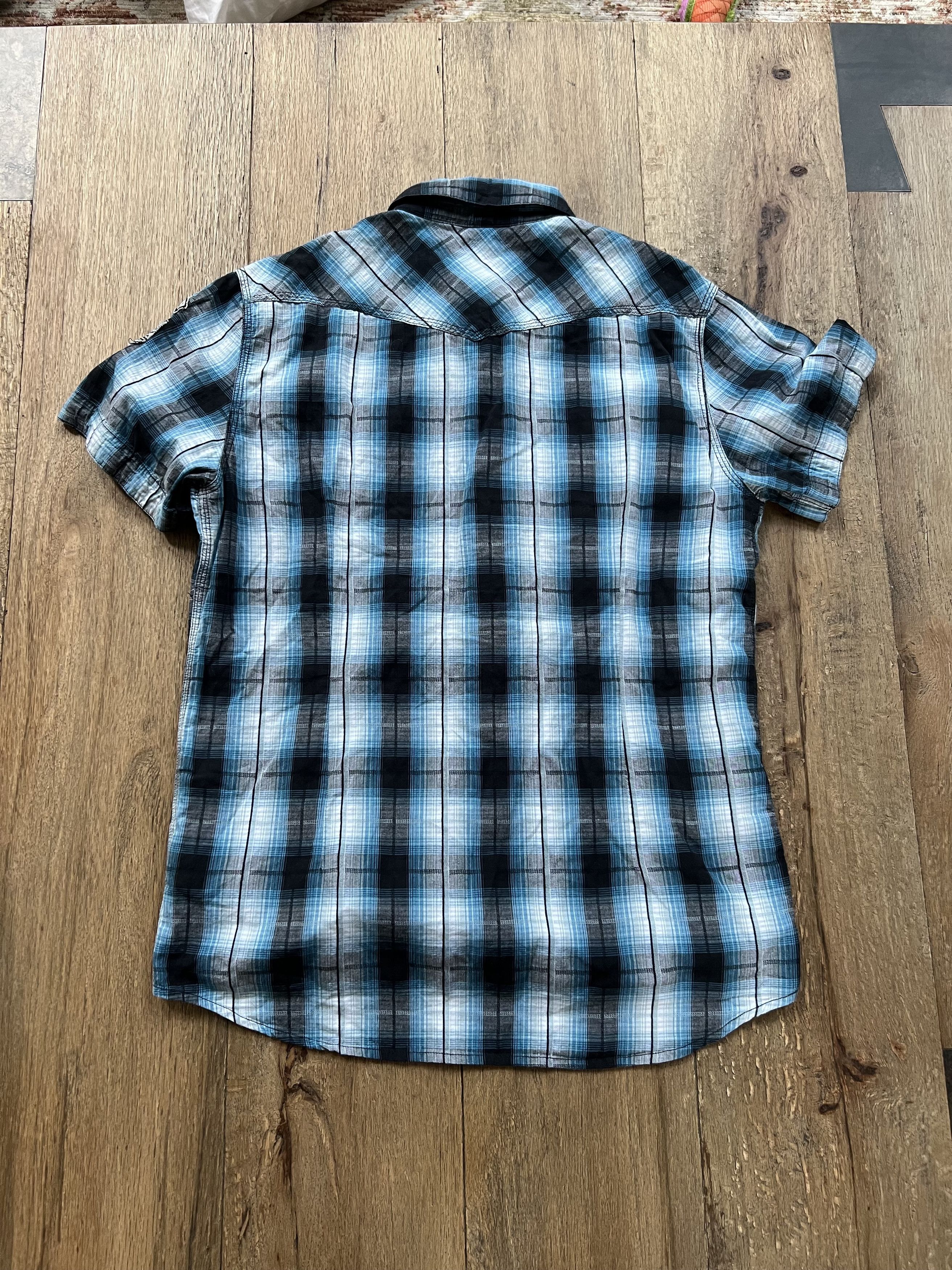 Harley Davidson Harley Davidson Plaid Blue Y2K Button-up w arm patch Sz L Size US L / EU 52-54 / 3 - 5 Thumbnail