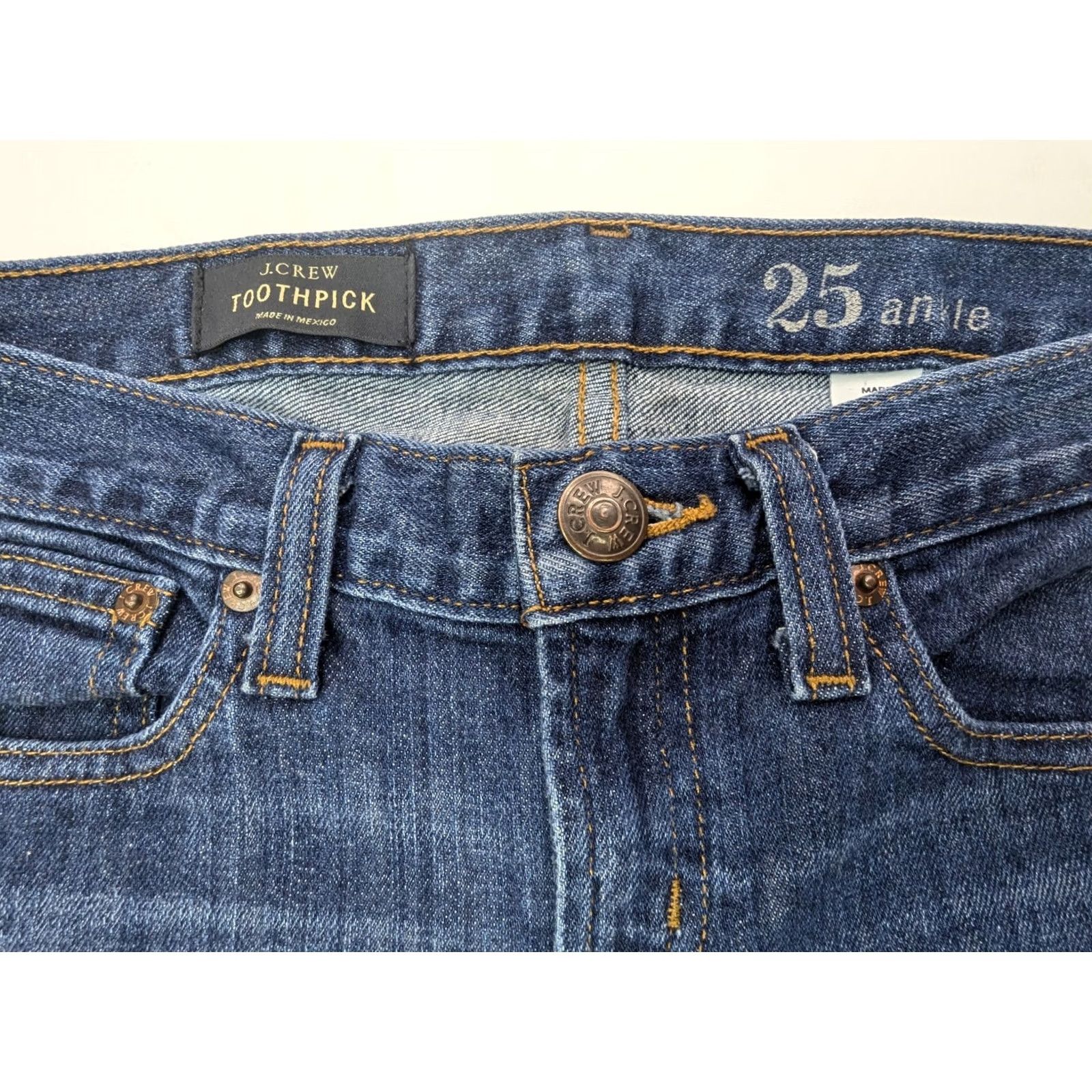 J.Crew J.CREW Toothpick Skinny Jeans Women 25 Blue Stretch Ankle Tapered 28x30 Mid Rise Jeans Size 42" / US 20 - 4 Thumbnail