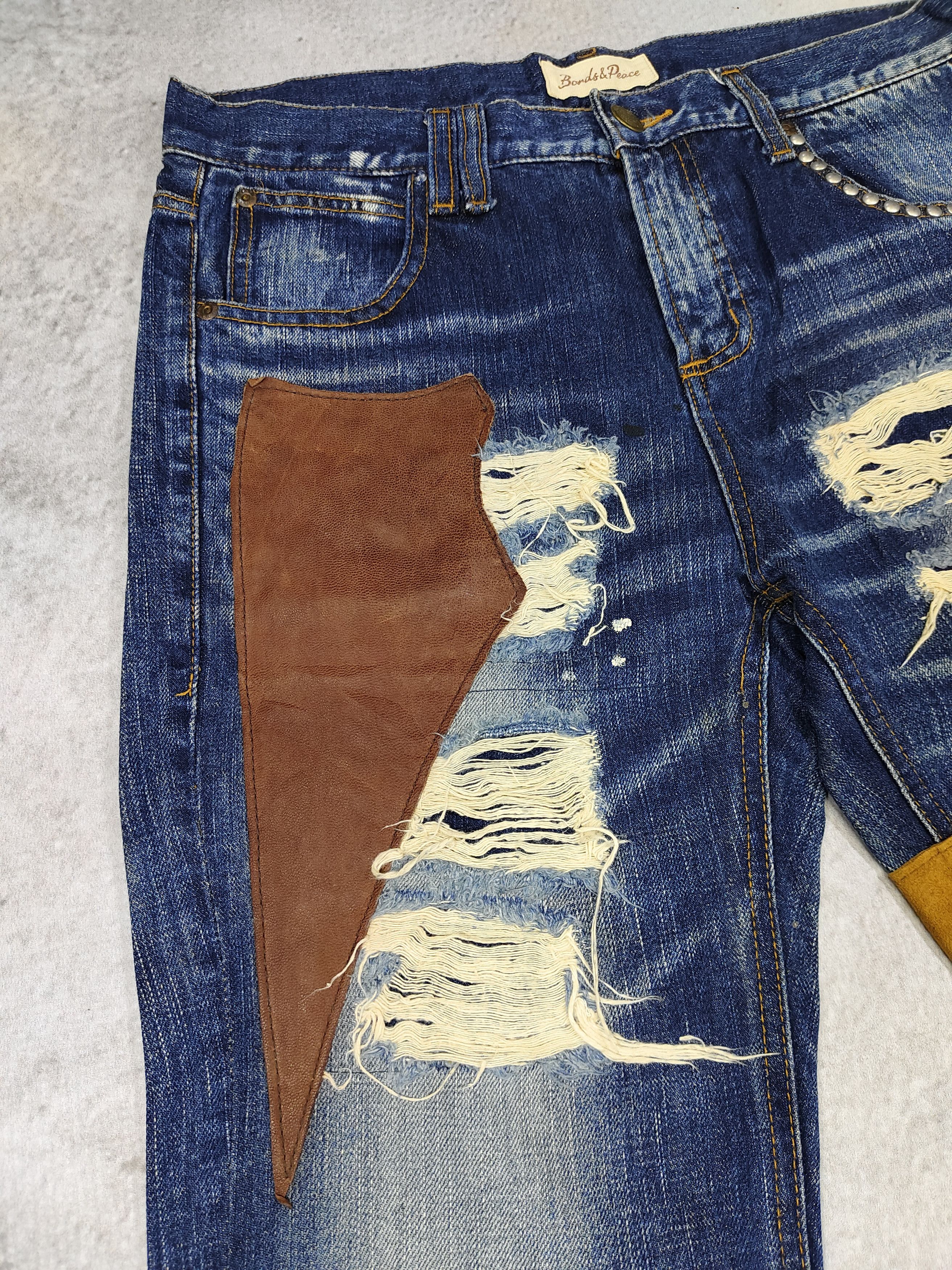 If Six Was Nine Bonds&Peace🇯🇵 Grunge Punk Rock Distressed Patchwork Jeans Size US 31 - 6 Thumbnail