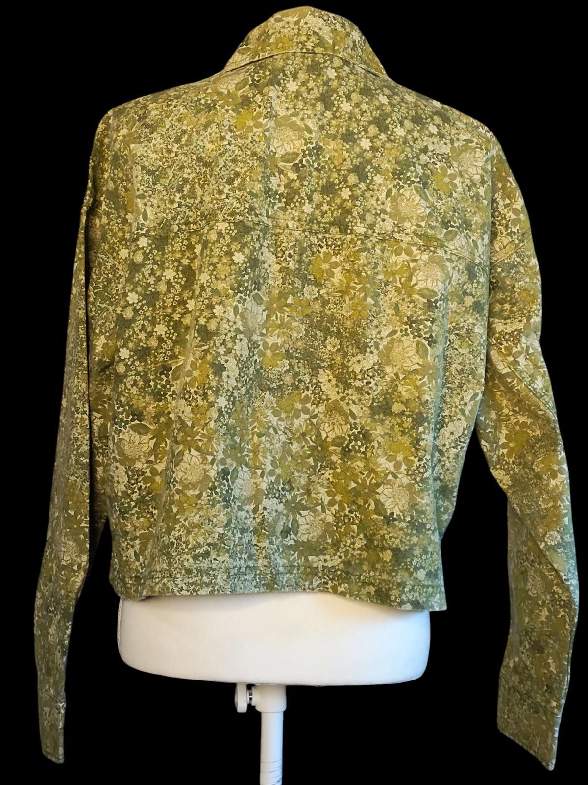 Other Wild Fable Green Floral Print Button-Up Jacket Size M / US 6-8 / IT 42-44 - 6 Thumbnail