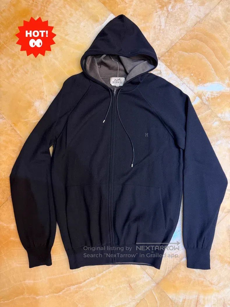 Hermes Hermes Men's cashmere hoodie, zippered knitted jacket, bla Size US S / EU 44-46 / 1 - 1 Thumbnail