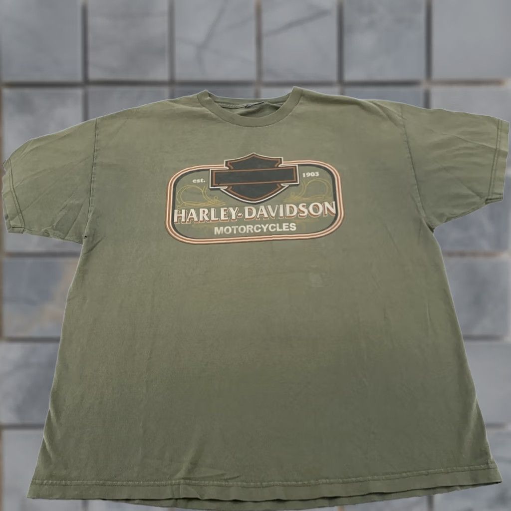 Harley Davidson Harley-Davidson Shirt Mens XXL Green Graphic Print Crew Neck Short Sleeve Vintage(Biker) Desert? Size US XXL / EU 58 / 5 - 1 Thumbnail