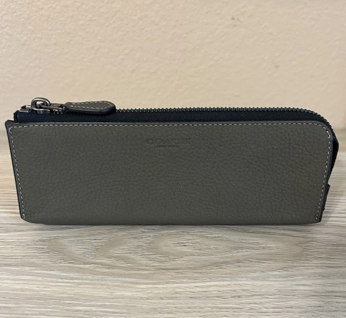 Coach Pencil Utility Pouch Leather Organizer Case Gunmetal Grey Size ONE SIZE - 1 Thumbnail