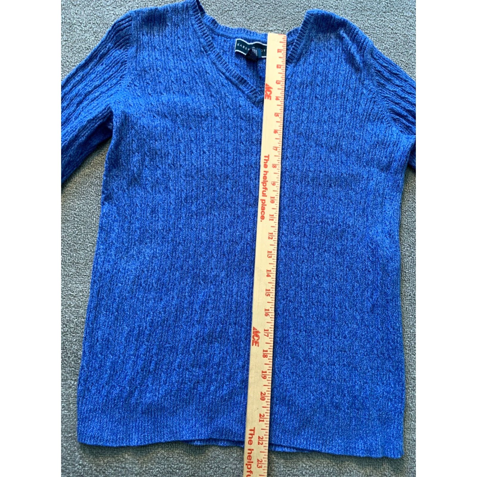 Vintage Karen Scott Woman’s Long Sleeve Sweater Adult Medium Blue Cotton Knit Womens Size M / US 6-8 / IT 42-44 - 4 Thumbnail