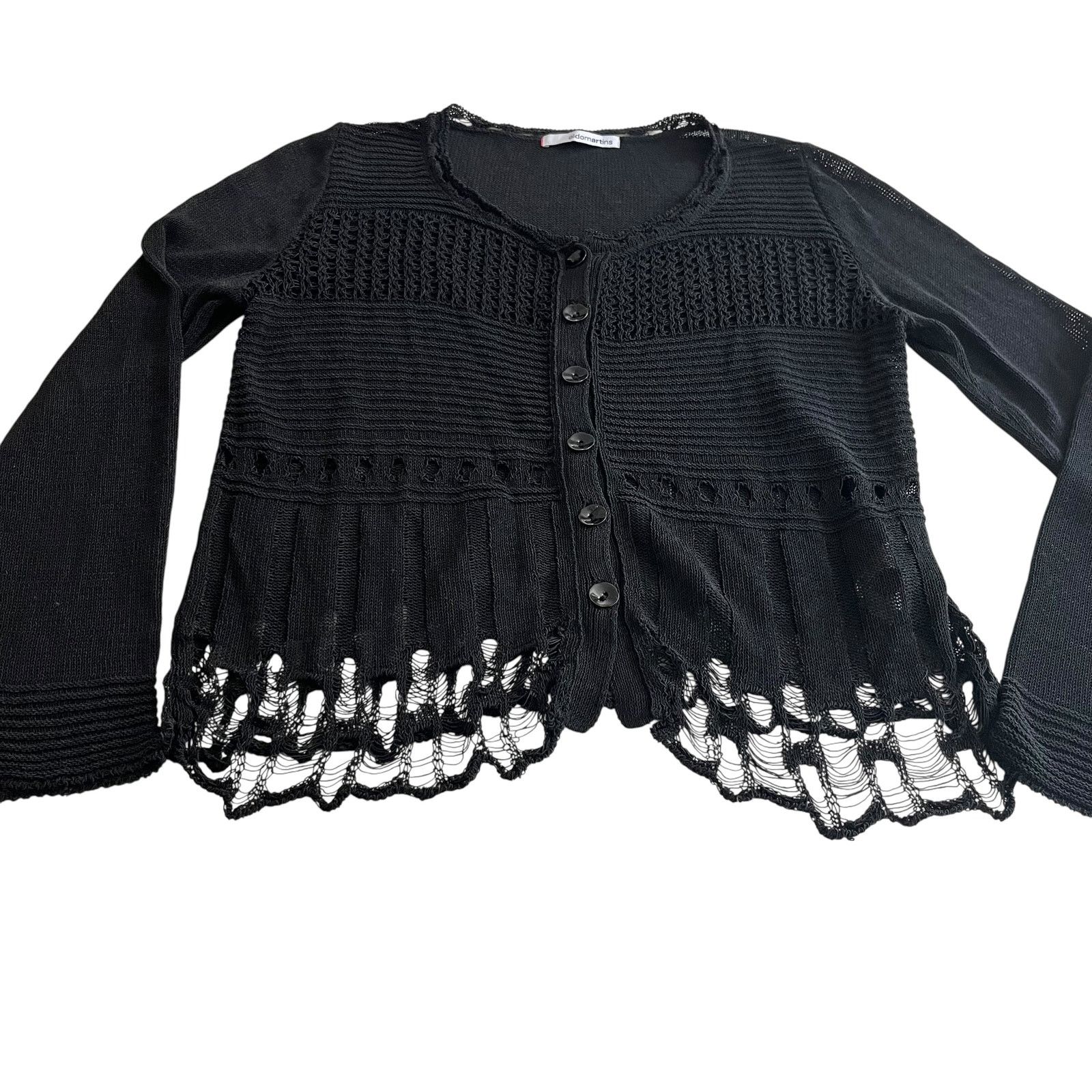 Other Aldomartins Black Semi Sheer Lace Knit Long Sleeve Cardigan Size XL / US 12-14 / IT 48-50 - 1 Thumbnail