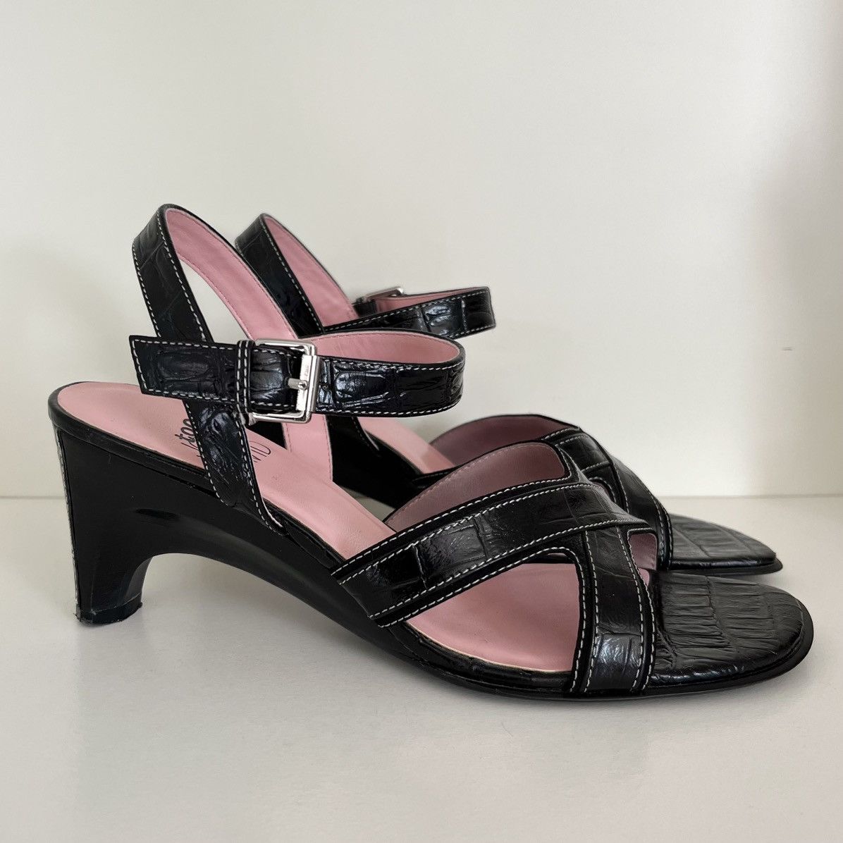 Other Y2k too Joan & David leather stitched heeled sandals Size US 6 / IT 36 - 2 Thumbnail