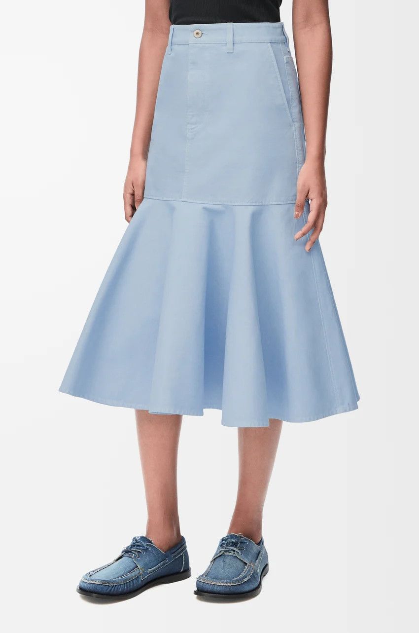 Loewe o1loc1c0525 Skirt in Cotton in Light Blue Size 30" / US 8 / IT 44 - 3 Thumbnail