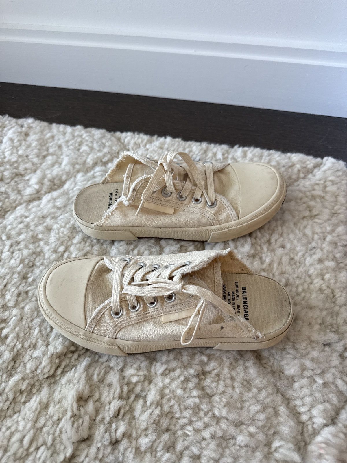 Balenciaga Balenciaga Paris Sneaker Mule – Cream/Off White Size US 5 / IT 35 - 2 Thumbnail