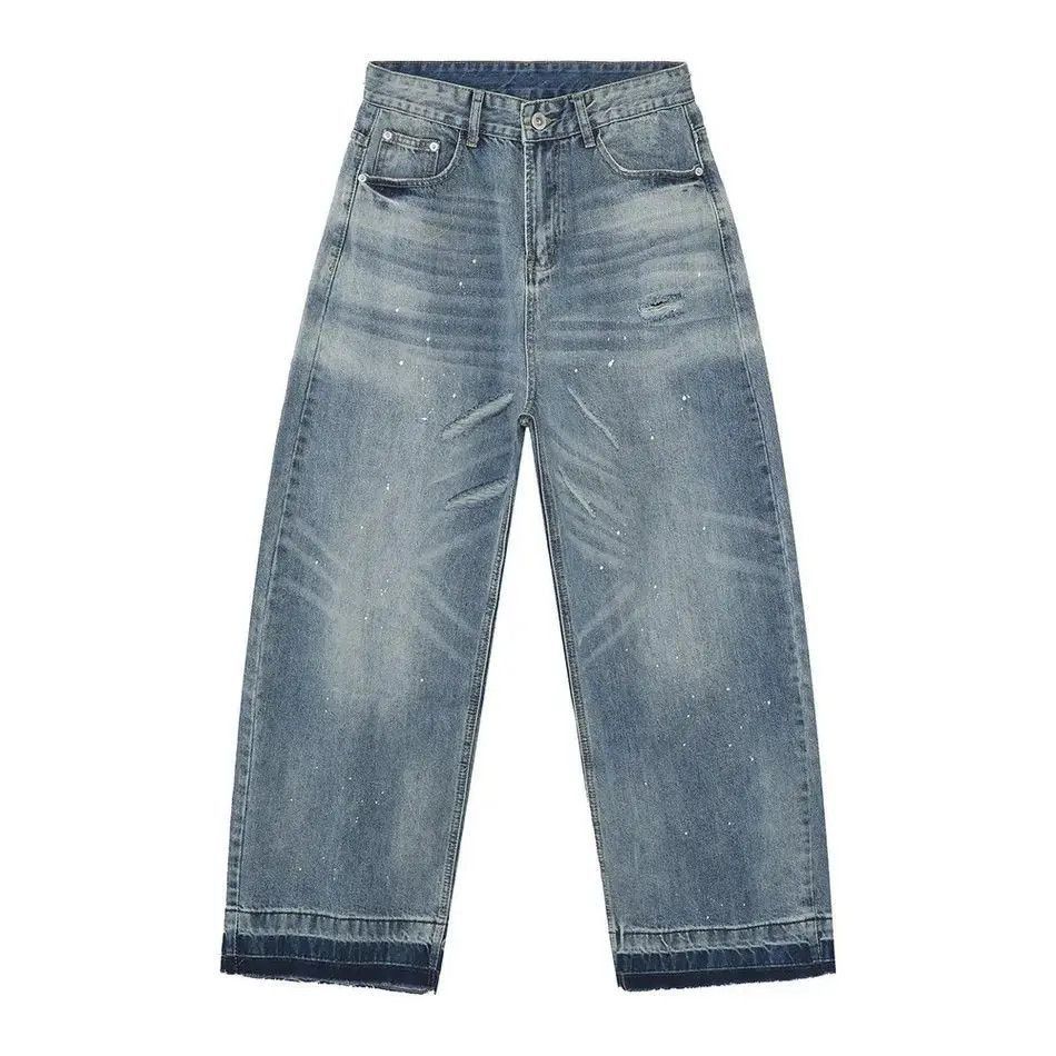 Japanese Brand Retro straight leg fringed cat whisker jeans Size US 32 / EU 48 - 5 Thumbnail