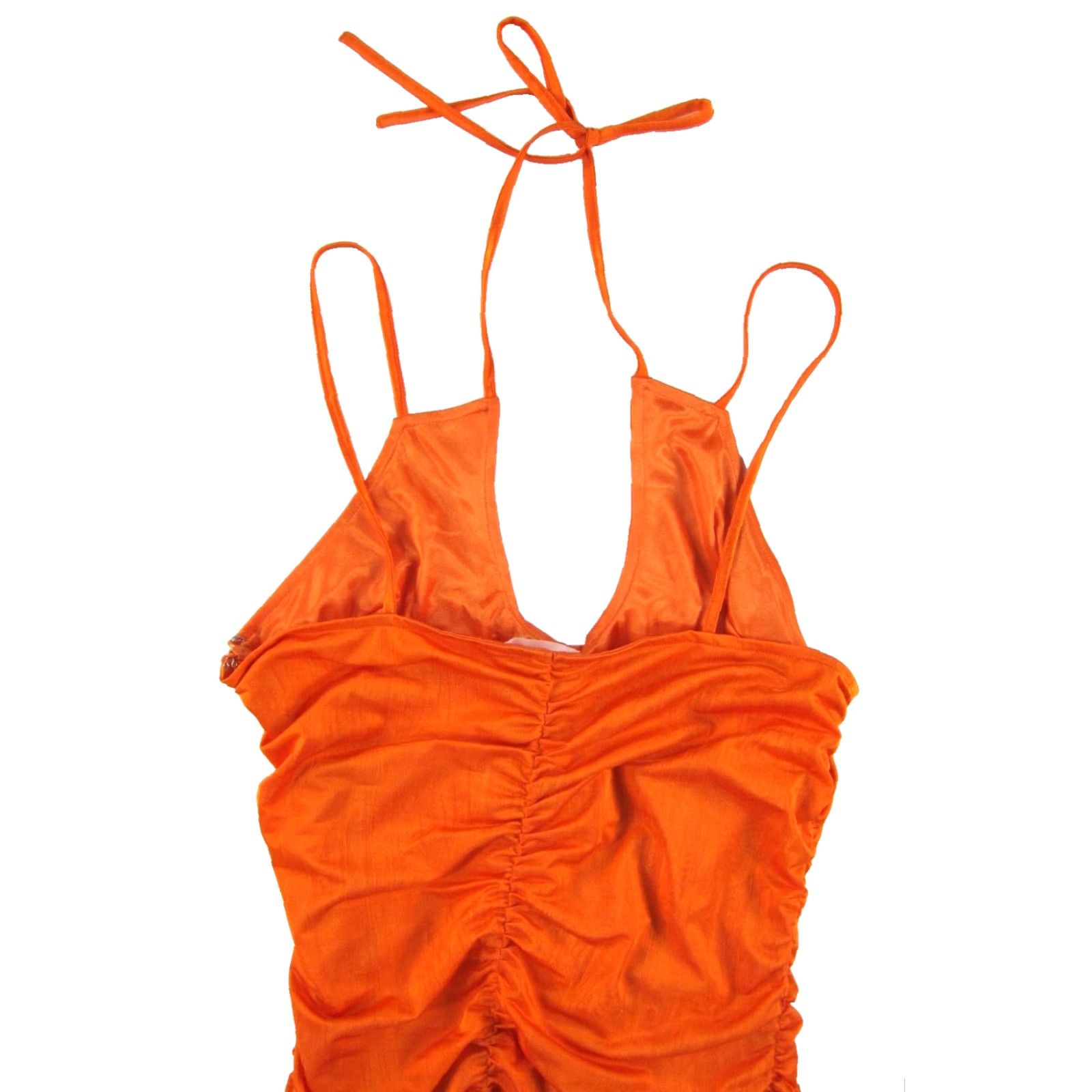 superdown Super Down x Revolve Mini Orange Dress Ruching Zip NWT M Orange Dress Women Sleeveless Halter Zip Ruched 95% polyester 5% spandex NWT Size M / US 6-8 / IT 42-44 - 5 Thumbnail