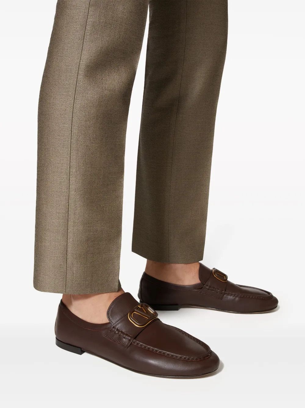 Valentino o1y0525 Logo Leather Loafers in Dark Brown Size US 7 / EU 40 - 5 Thumbnail
