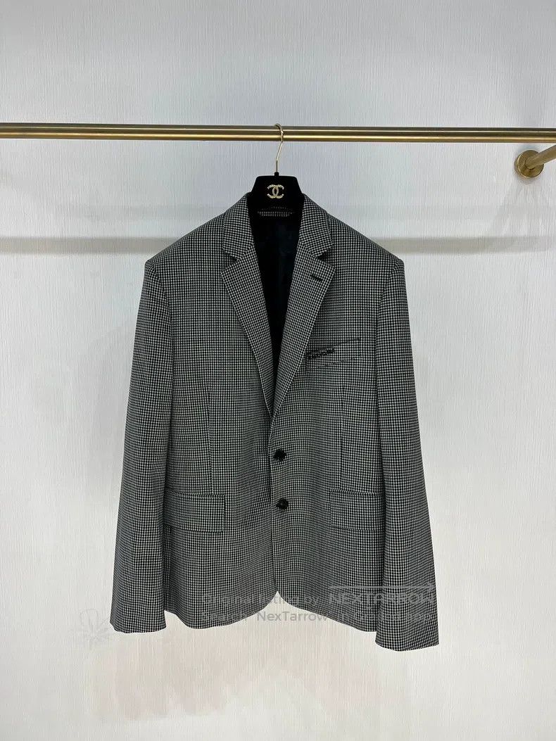 Balenciaga Balenciaga Houndstooth Letter Logo Blazer Jacket Size XXS / US 00 / IT 34 - 1 Thumbnail