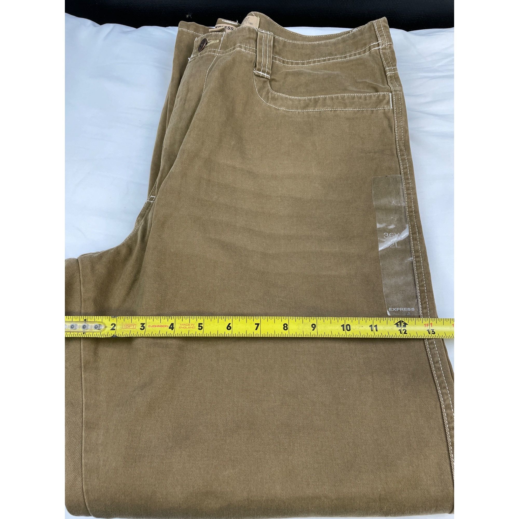 Express Express Men's Tan/ Vintage Twill Jeans Boot Cut Size 36x32 S Size US 36 / EU 52 - 6 Thumbnail