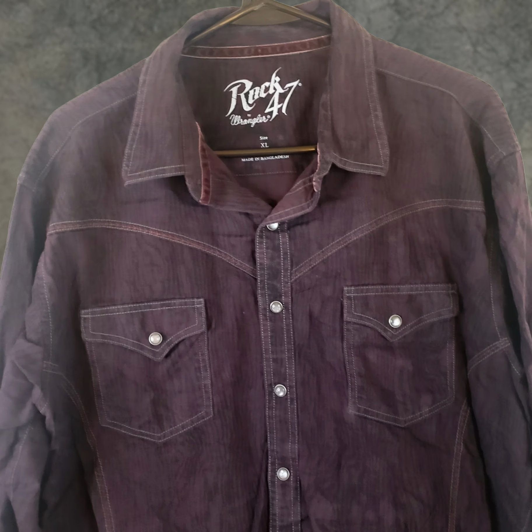 Wrangler VINTAGE Wrangler Rock 47 Shirt Mens XL Black Maroon Western Casual LS Snap Embroidered Size US XL / EU 56 / 4 - 1 Thumbnail