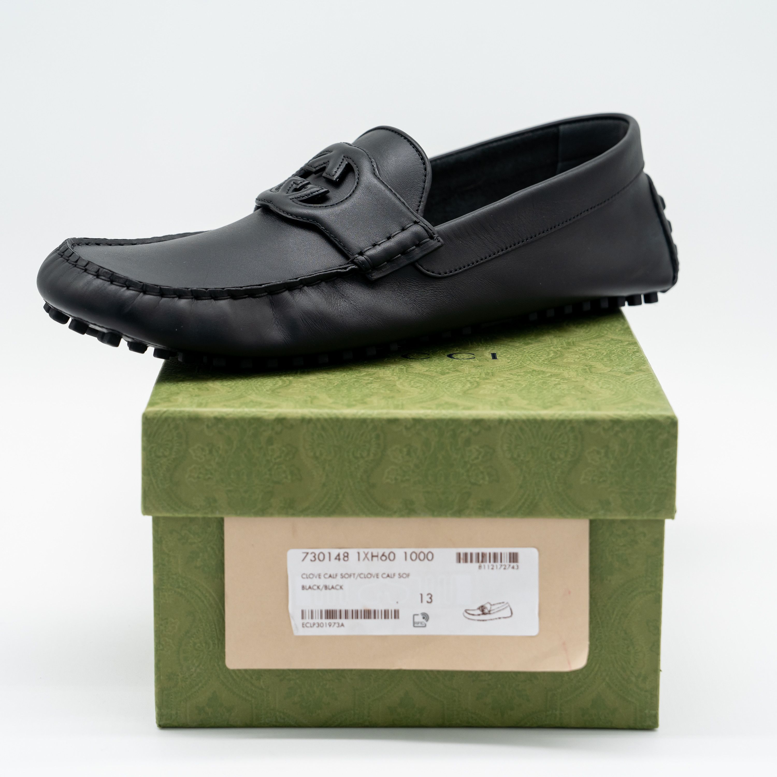Gucci 13.5 US Gucci GG Leather Moccasin Driver Black Loafers Size US 13 / EU 46 - 11 Thumbnail