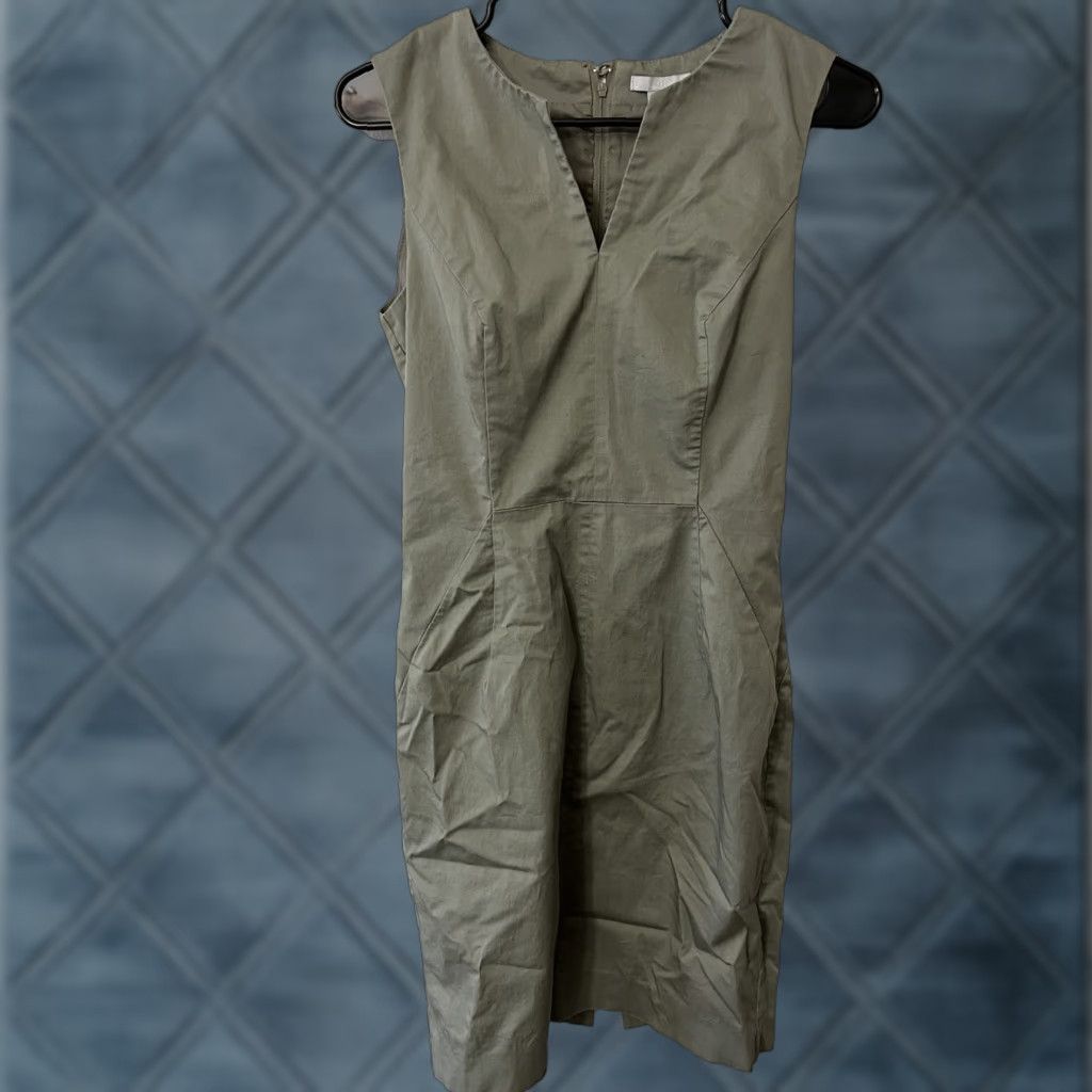 H&M H&M Sleeveless Back Zip Buttons Stretch Olive Green Sheath Dress Women's Size 6 Size M / US 6-8 / IT 42-44 - 1 Thumbnail