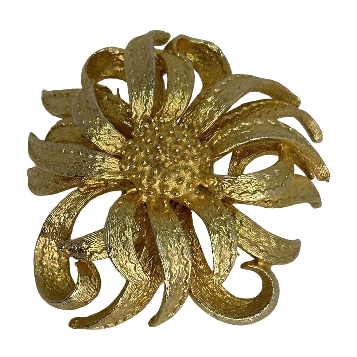 Vintage Gold Tone Flower Sunburst 2” Brooch Pin Atomic Vintage Size ONE SIZE - 5 Thumbnail