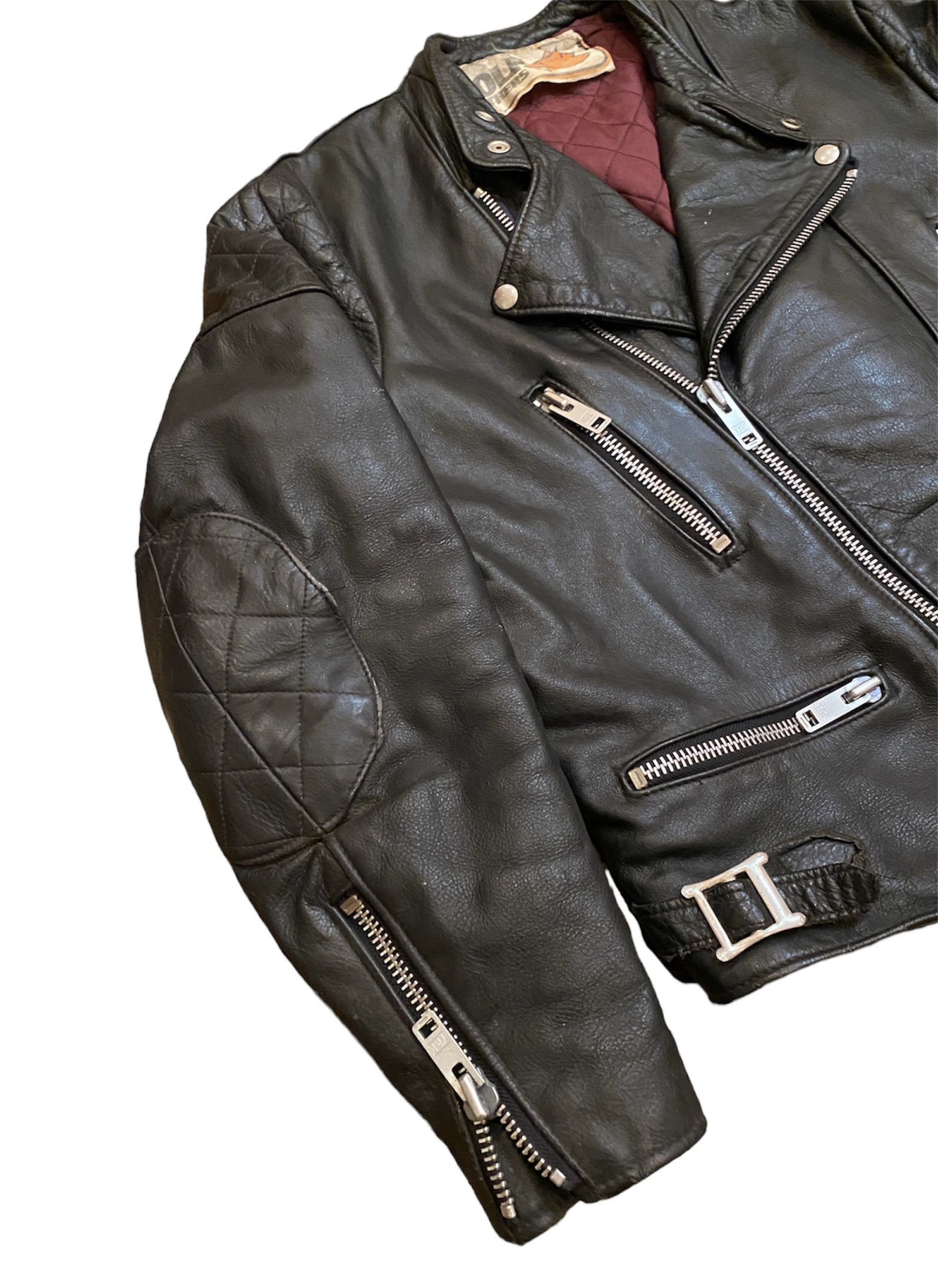 Vintage Rare Vintage UK 80s Wolf Leathers Biker Jacket Cafe Racer Size US L / EU 52-54 / 3 - 3 Thumbnail
