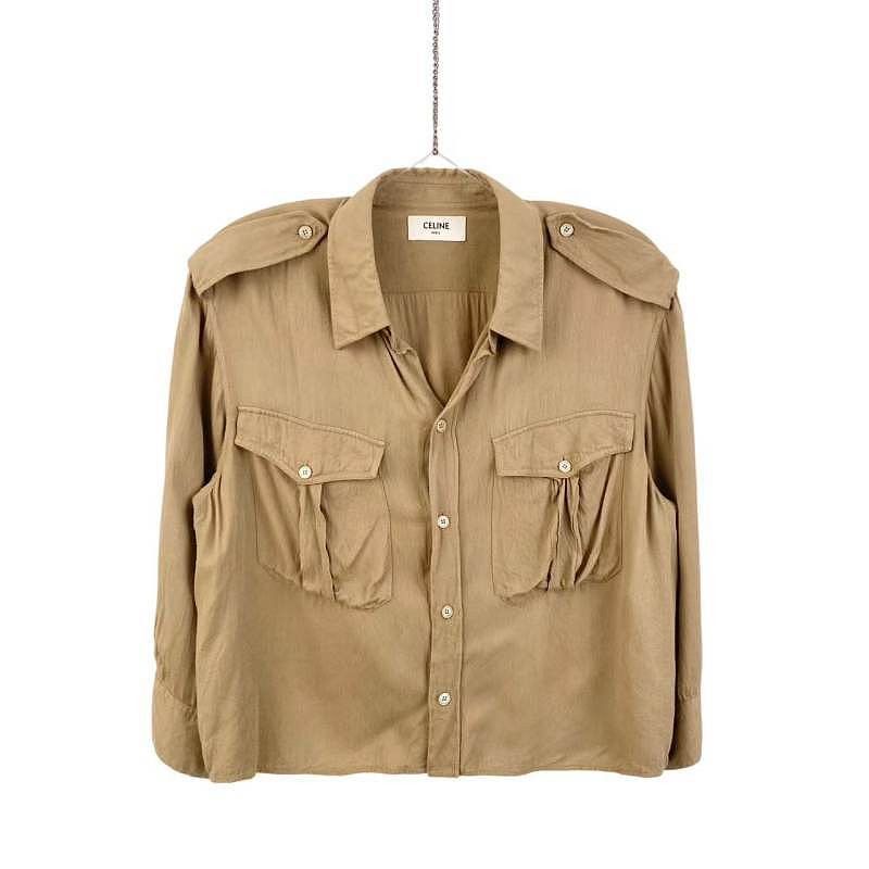 Celine Celine Solid Brown Button Up Shirt Size 38 Size XS / US 0-2 / IT 36-38 - 1 Thumbnail
