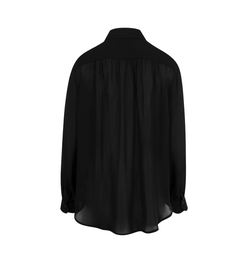 Nili Lotan o1h1sh11225 Revi Silk Blouse in Black Size L / US 10 / IT 46 - 2 Thumbnail