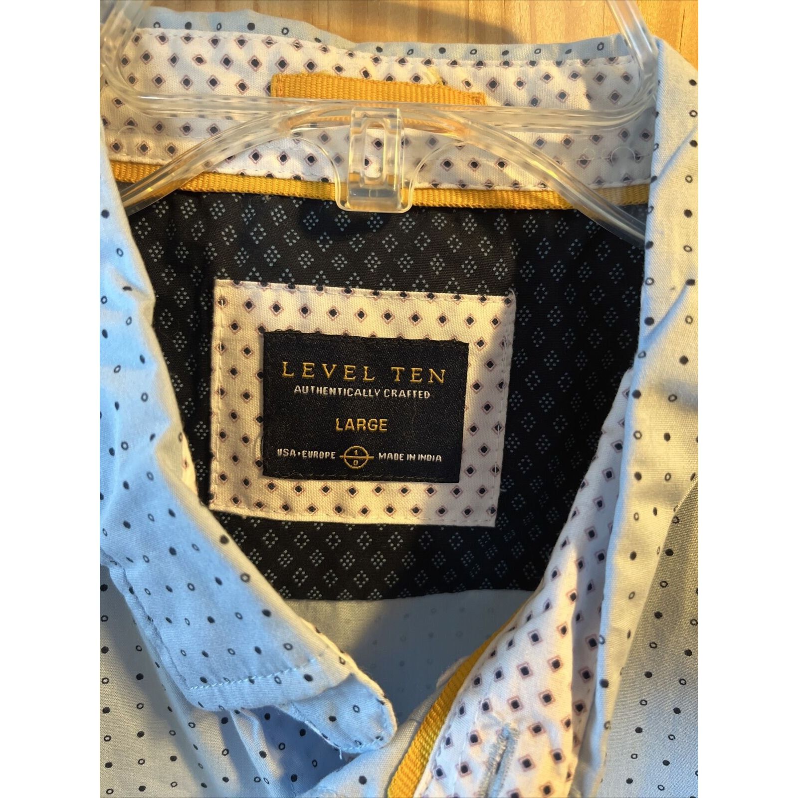 Other Level Ten Men's L Blue Polka Dot Button Down LS Cotton Shirt Size US L / EU 52-54 / 3 - 3 Thumbnail