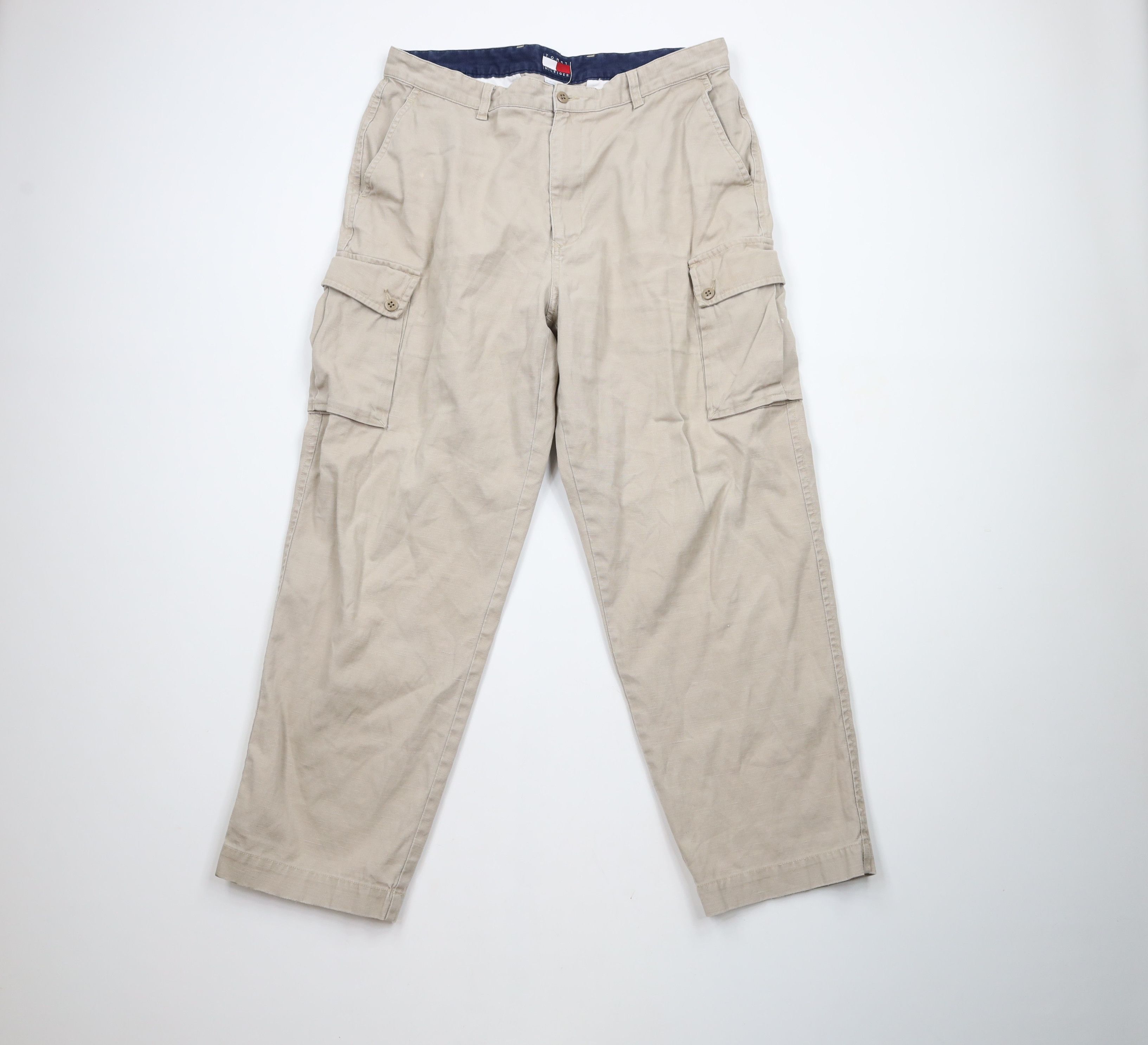 Tommy Hilfiger × Vintage Vintage 90s Tommy Hilfiger Baggy Linen Blend Cargo Pants Size US 36 / EU 52 - 1 Thumbnail
