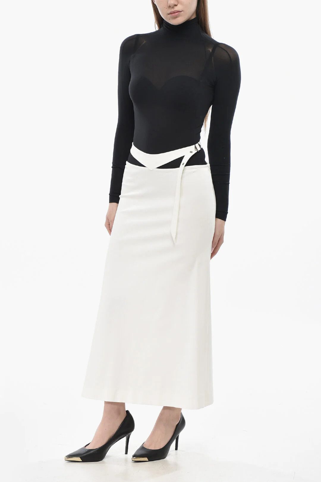 The Attico og1mm0426 Jersey Midi Skirt in White Size 28" / US 6 / IT 42 - 4 Thumbnail