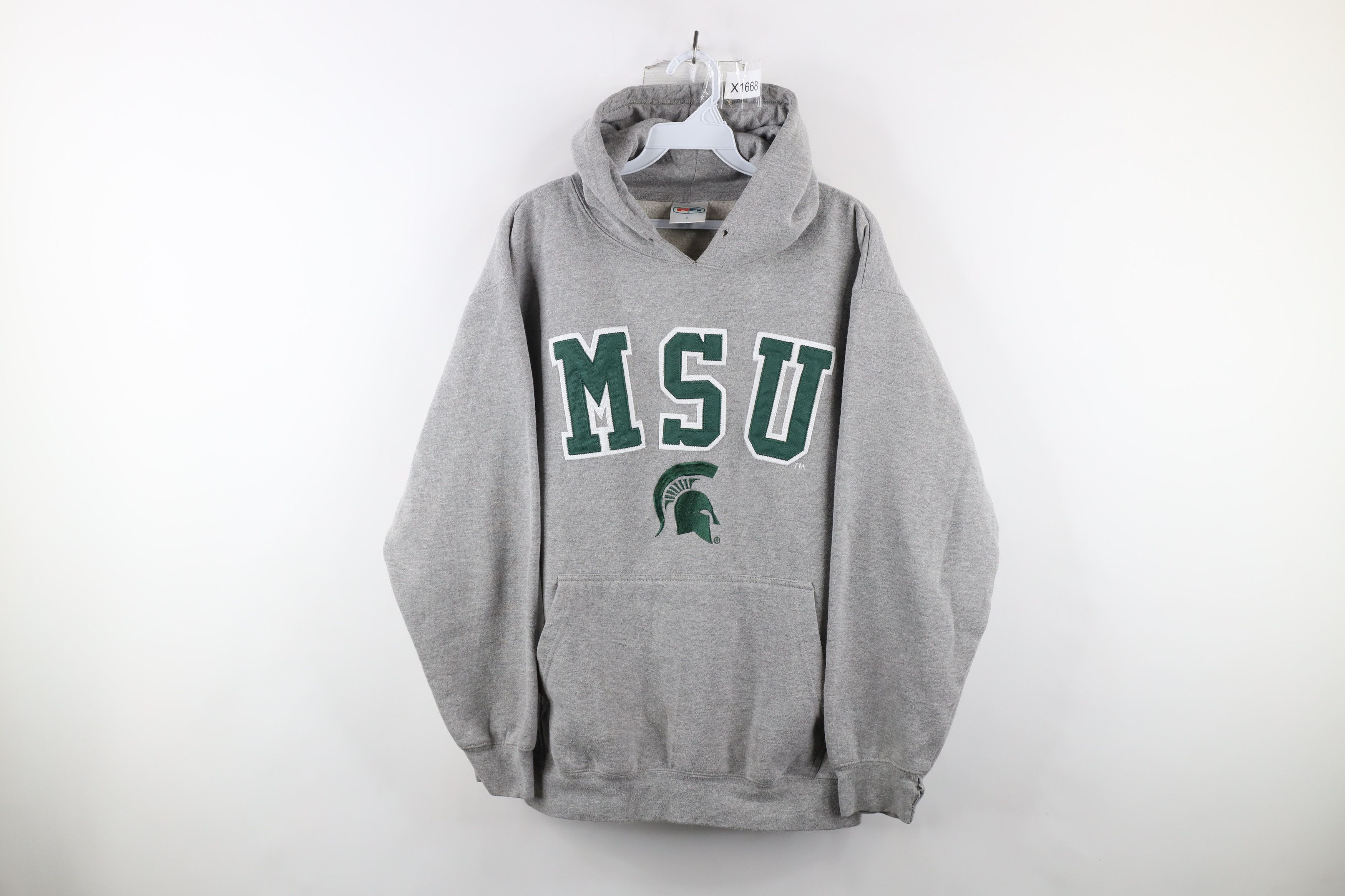 Vintage Vintage 90s Michigan State University Hoodie Sweatshirt Gray Size US L / EU 52-54 / 3 - 1 Thumbnail