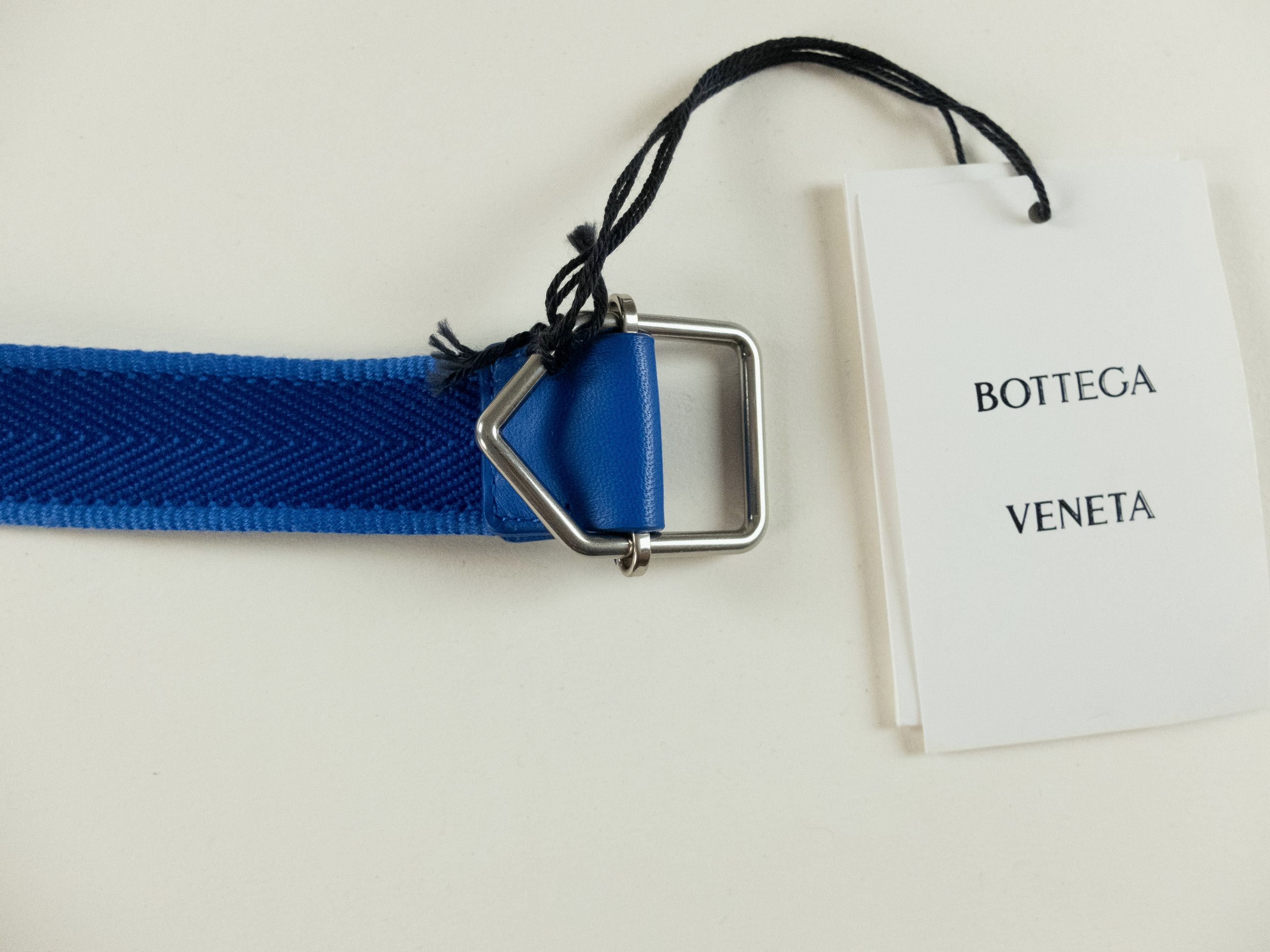 Bottega Veneta BOTTEGA VENETA cobalt blue webbing fabric & leather belt 85 Size 32 - 4 Thumbnail