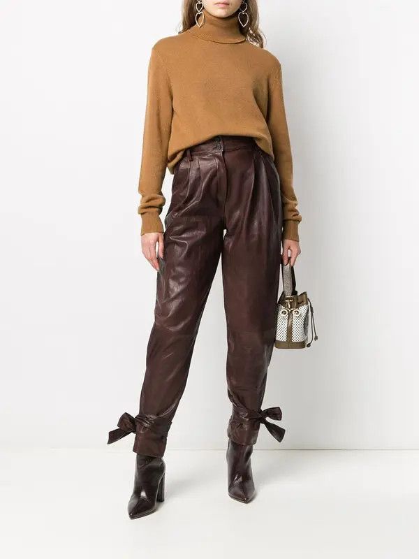 Dolce & Gabbana o1y0925 Leather Casual Pant in Chocolate Brown Size 26" / US 2 / IT 38 - 5 Thumbnail