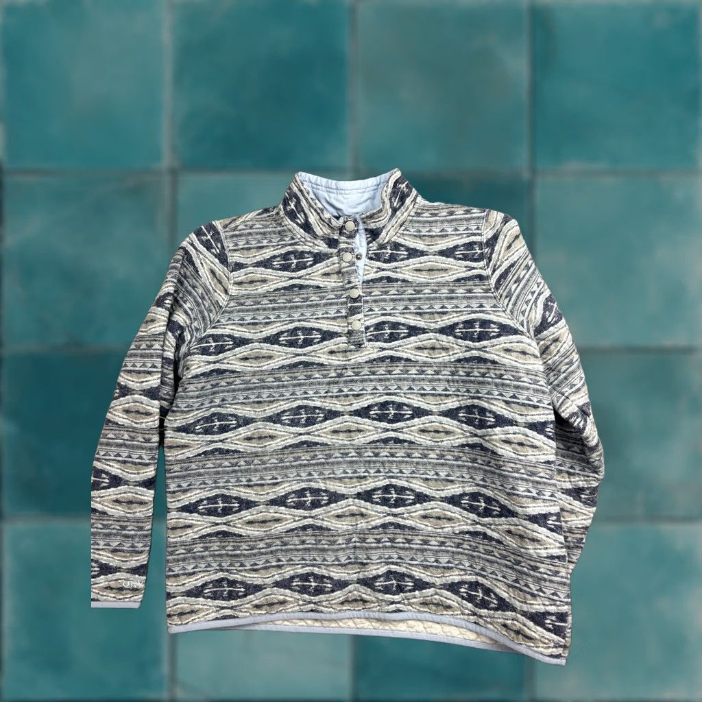 Orvis Orvis Jacket Mens XL Gray Aztec Geometric Quilted Snap Pullover Cotton Lined Size US XL / EU 56 / 4 - 1 Thumbnail