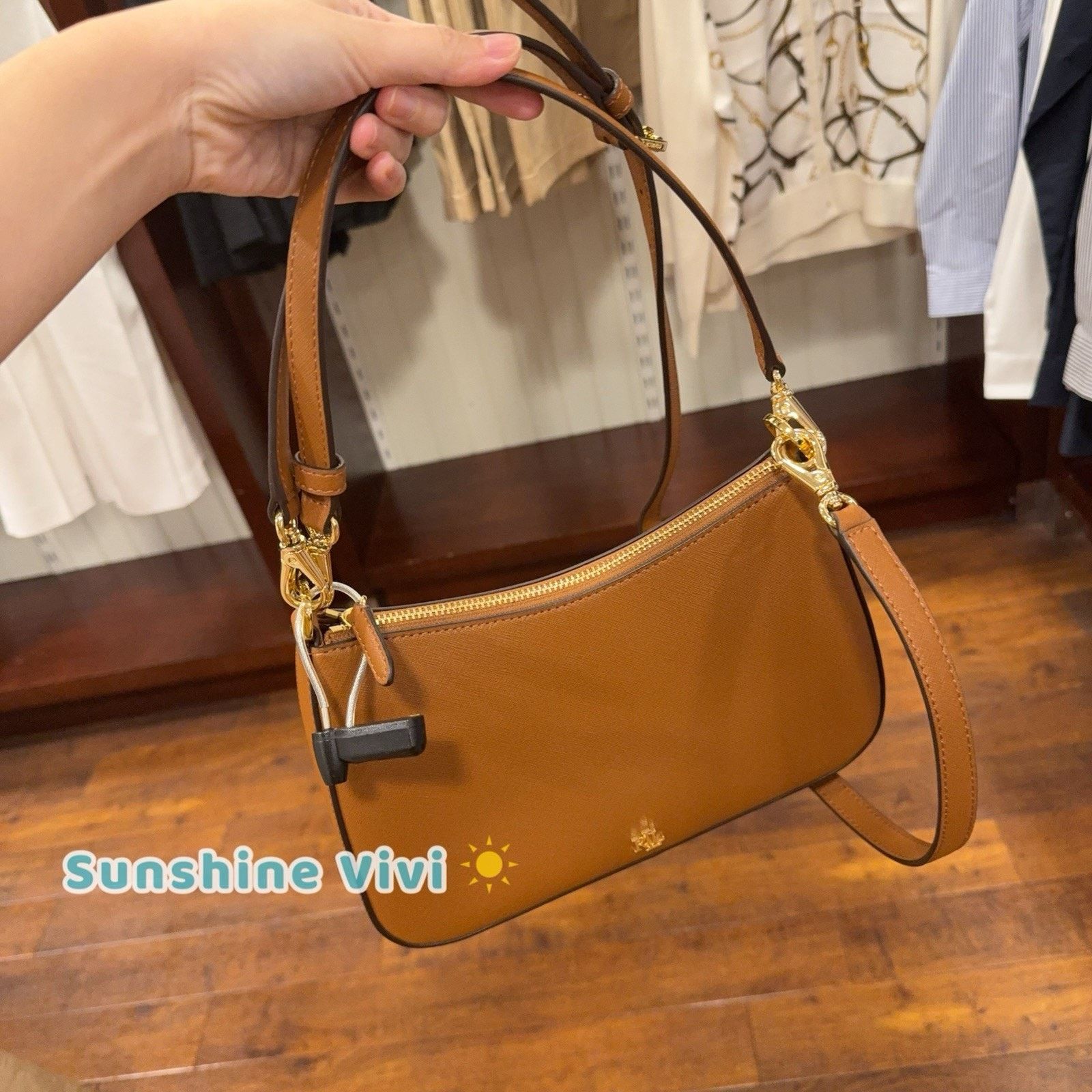 Lauren Ralph Lauren NWT Ralph Lauren Crosshatch Leather Medium Danni Bag Tan Size ONE SIZE - 2 Thumbnail