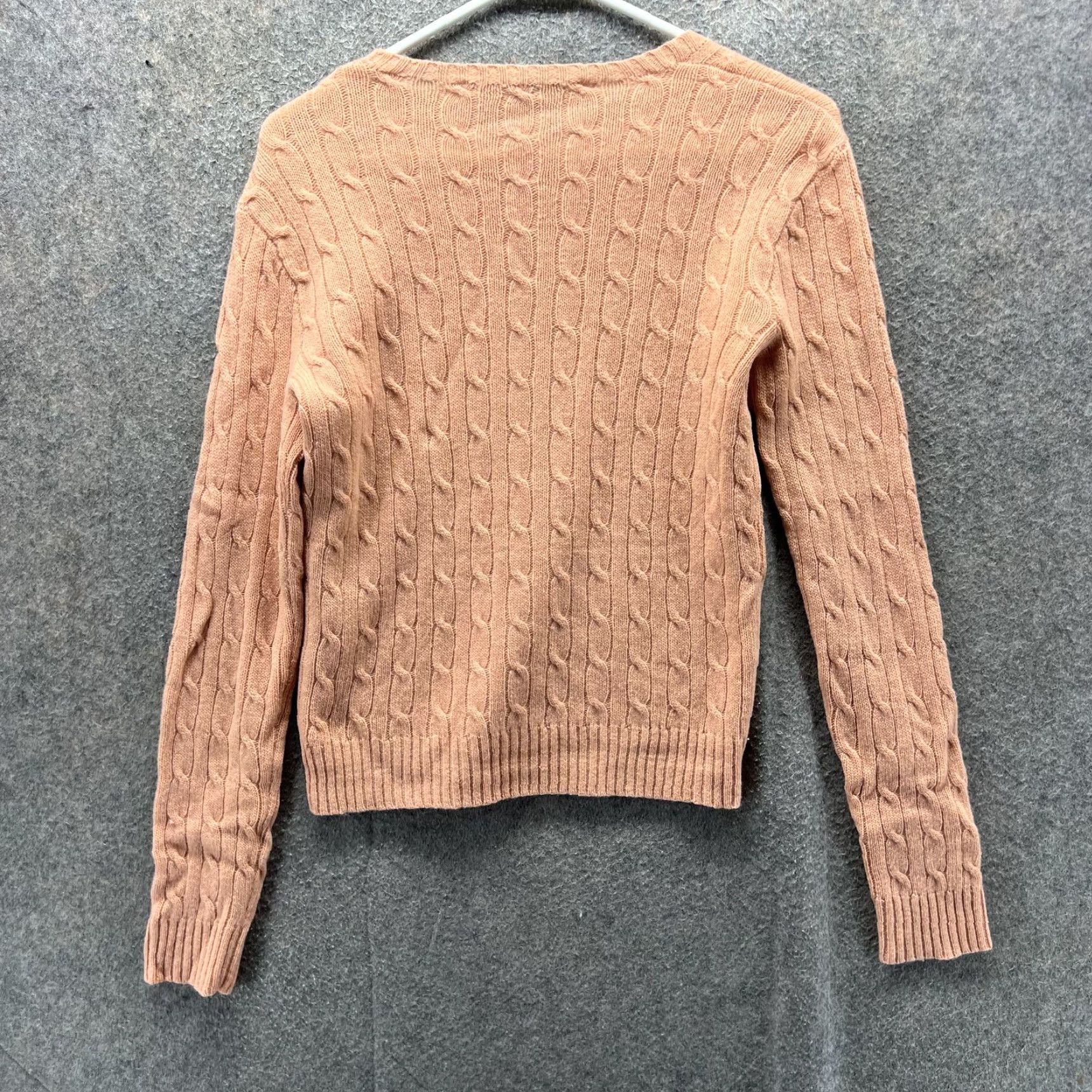 Polo Ralph Lauren VINTAGE Ralph Lauren Sport Sweater Womens Medium Orange Cable Knit 100% Wool Pullover Crew Neck Embroidered Pony Logo Size M / US 6-8 / IT 42-44 - 2 Thumbnail