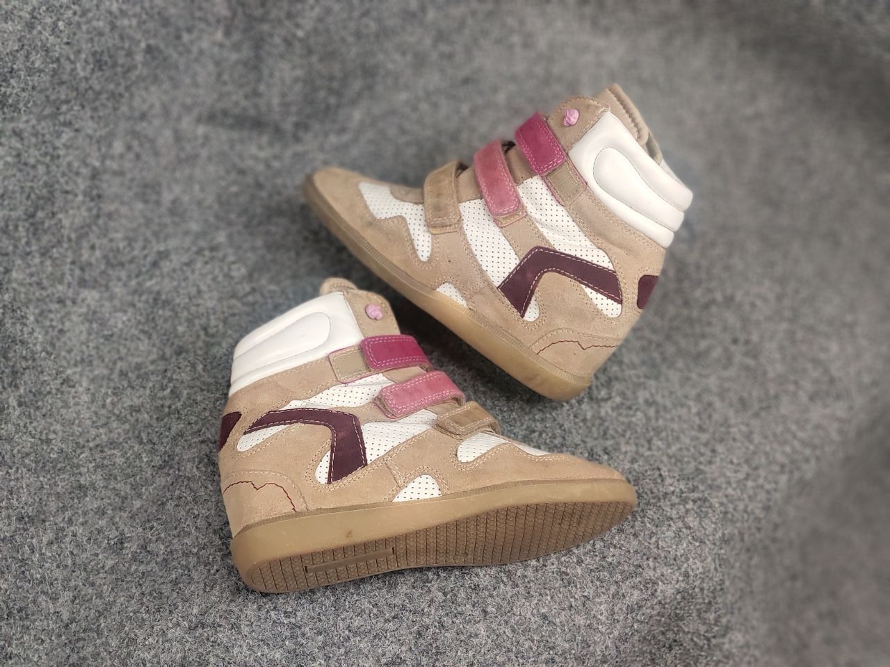 If Six Was Nine Vintage isabel marant Style wedge sneakers suede Velcro Y2K Size US 8 / IT 38 - 3 Thumbnail
